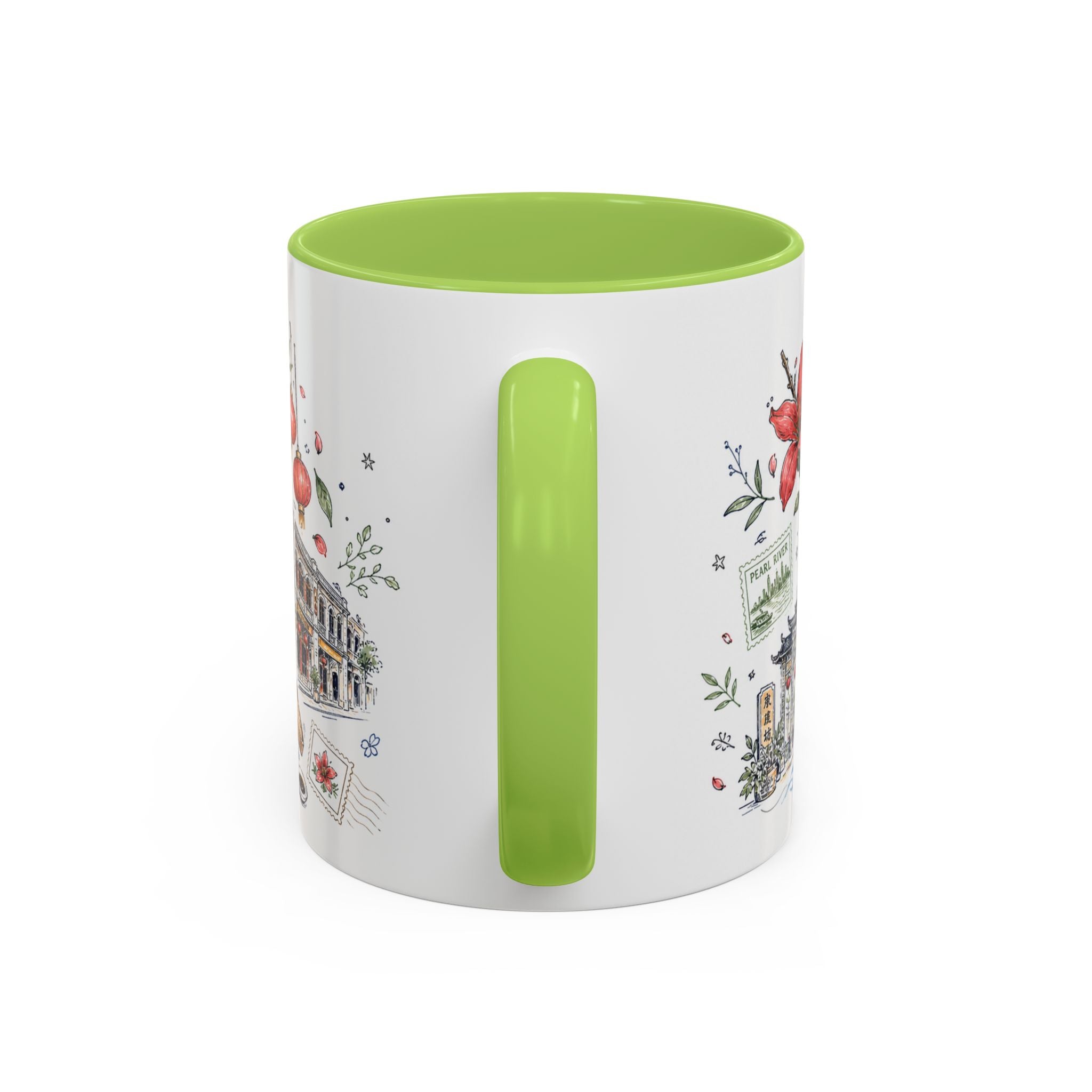 Guangzhou Coffee Mug | China Souvenir Travel Gift | Accent Color Ceramic 11oz 15oz