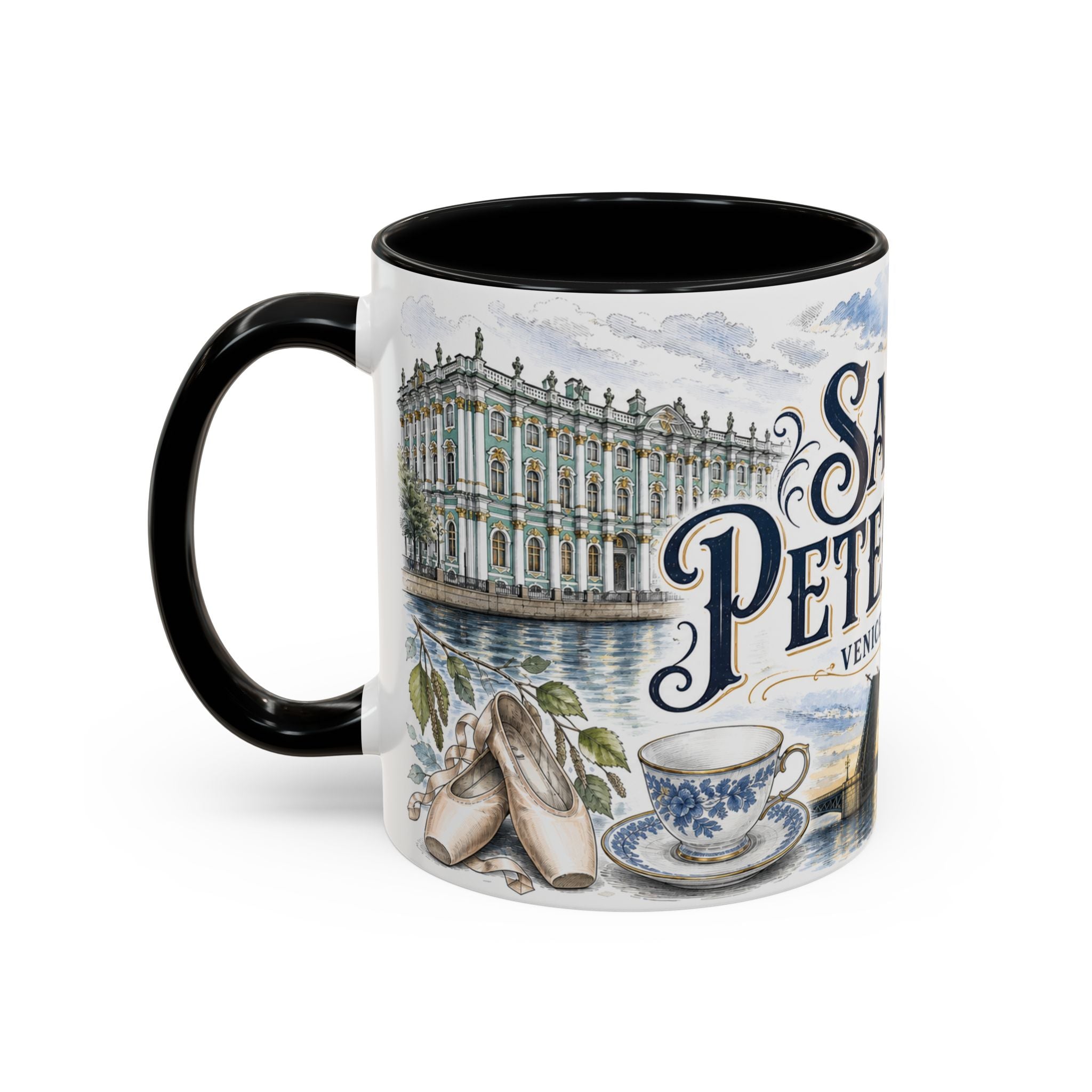 Saint Petersburg Coffee Mug | Russia Travel Souvenir | Vintage Illustrated City Gift | 11 oz 15 oz Accent Mug