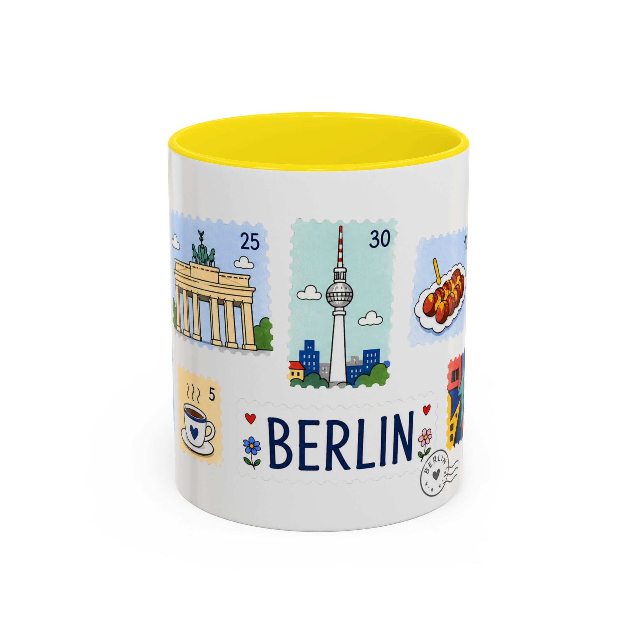 Berlin Coffee Mug | Postage Stamp Collage Mug | Travel Souvenir Accent Cup 11oz 15oz