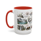 Glacier Coffee Mug | National Park Hiking Montana Gift | Accent Color Ceramic 11oz 15oz