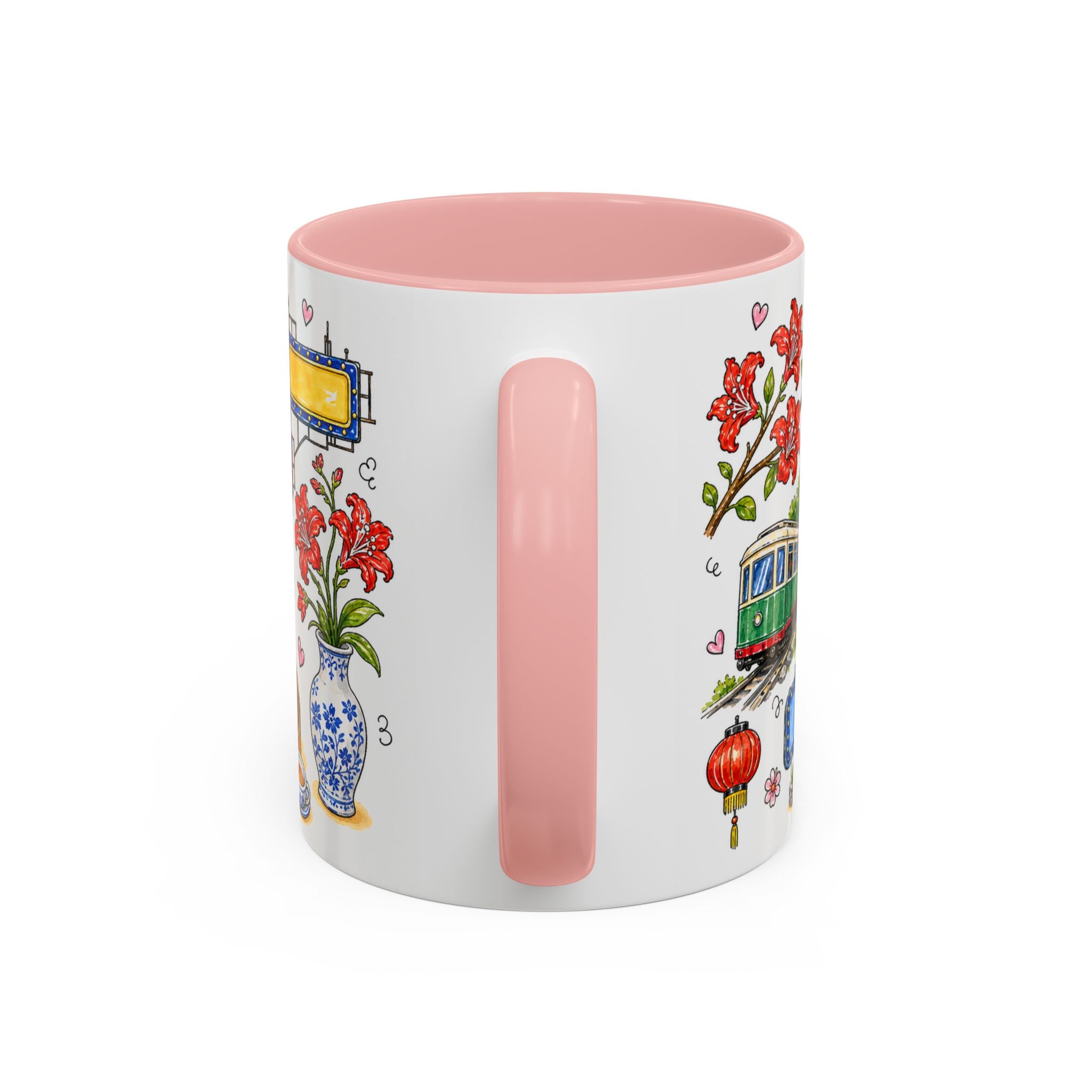 Hong Kong Illustrated Travel Mug | City Souvenir Accent Coffee Mug | 11oz 15oz Ceramic Cup