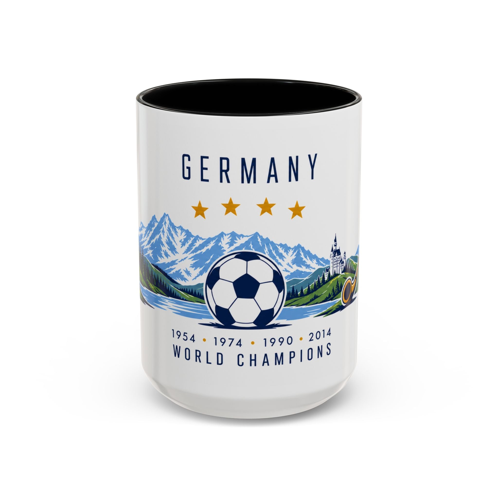 Germany World Champions Mug | Four Time Soccer Champion Gift | German Football Fan Cup | 1954–2014 | 11oz 15oz Accent Mug