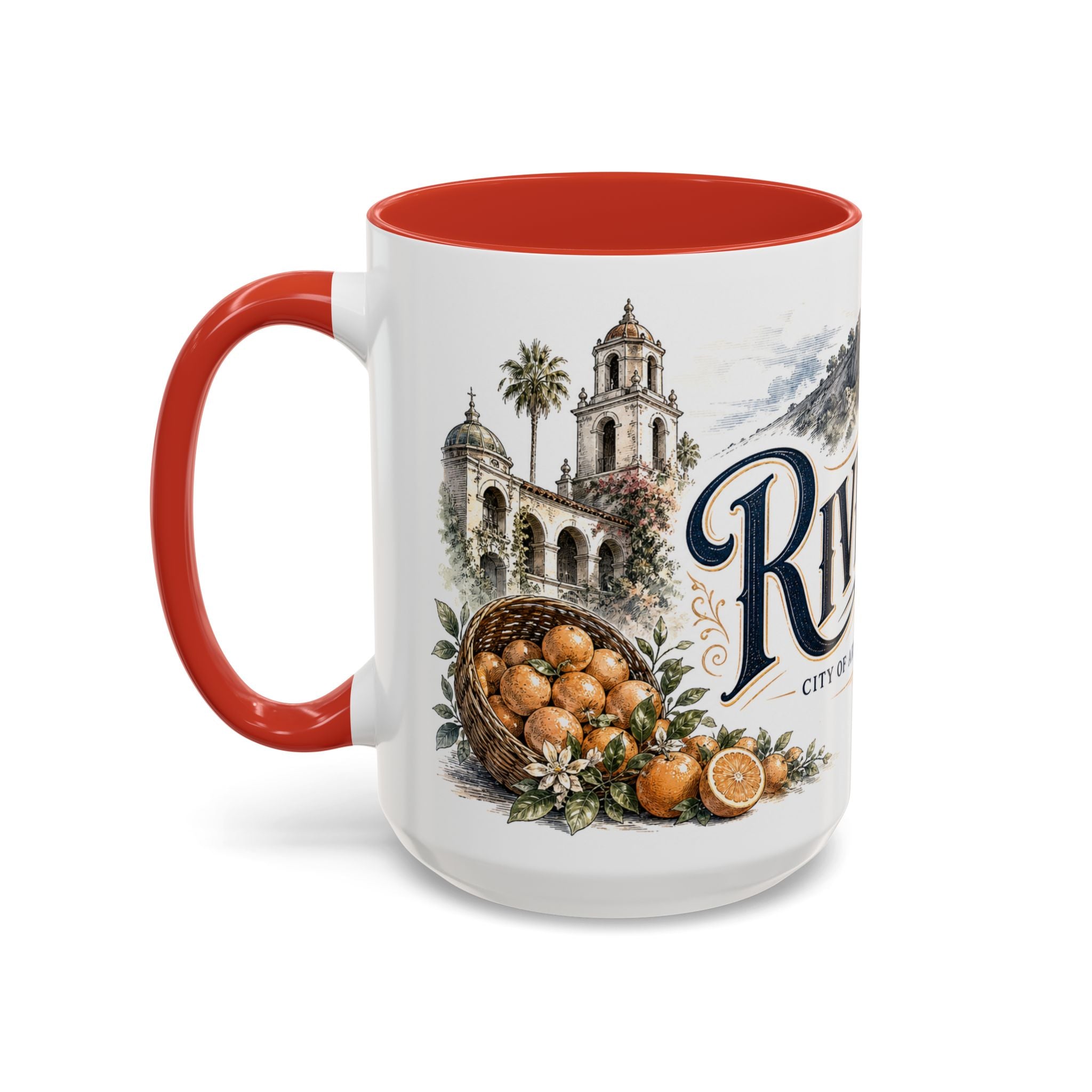 Riverside Coffee Mug | United States Travel Souvenir | Vintage Illustrated City Gift | 11 oz 15 oz Accent Mug
