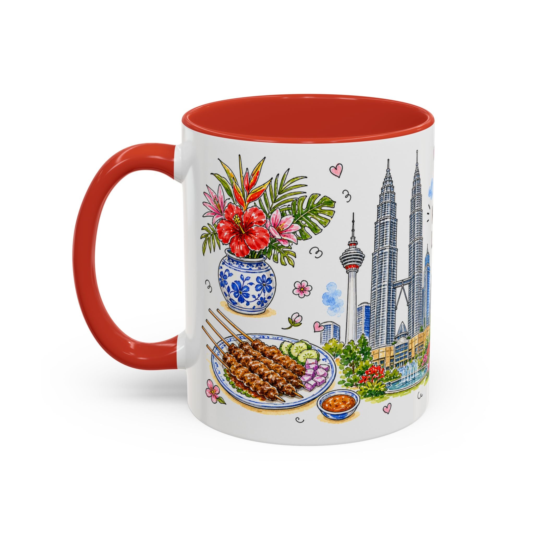 Kuala Lumpur Illustrated Travel Mug | City Souvenir Accent Coffee Mug | 11oz 15oz Ceramic Cup