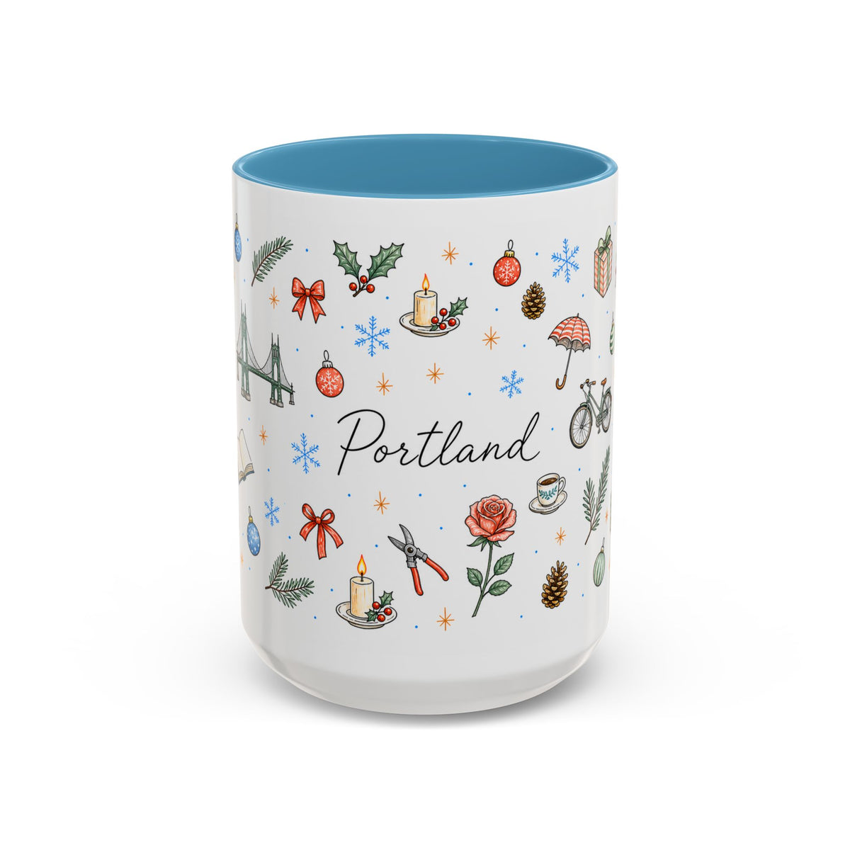 Portland Christmas Watercolor Mug | City Souvenir Coffee Cup (11oz 15oz)