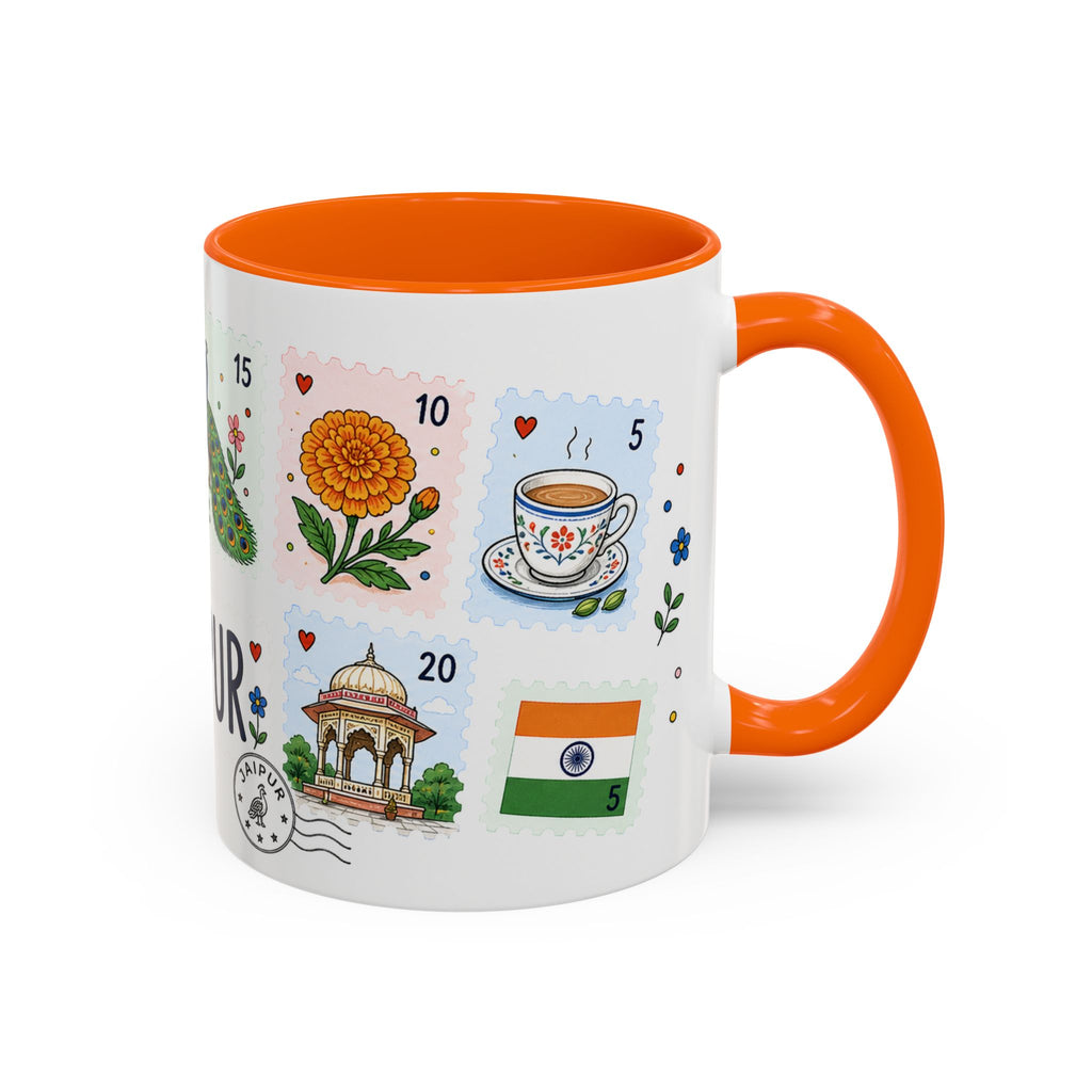 Jaipur Coffee Mug | Postage Stamp Collage Mug | Travel Souvenir Accent Cup 11oz 15oz