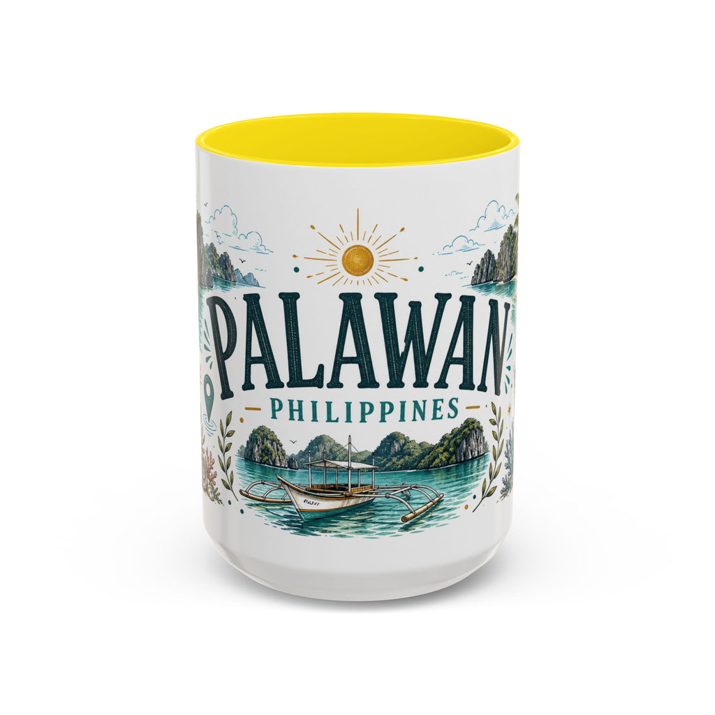 Palawan Coffee Mug | Travel Destination Souvenir Gift | Accent Color Ceramic 11oz 15oz