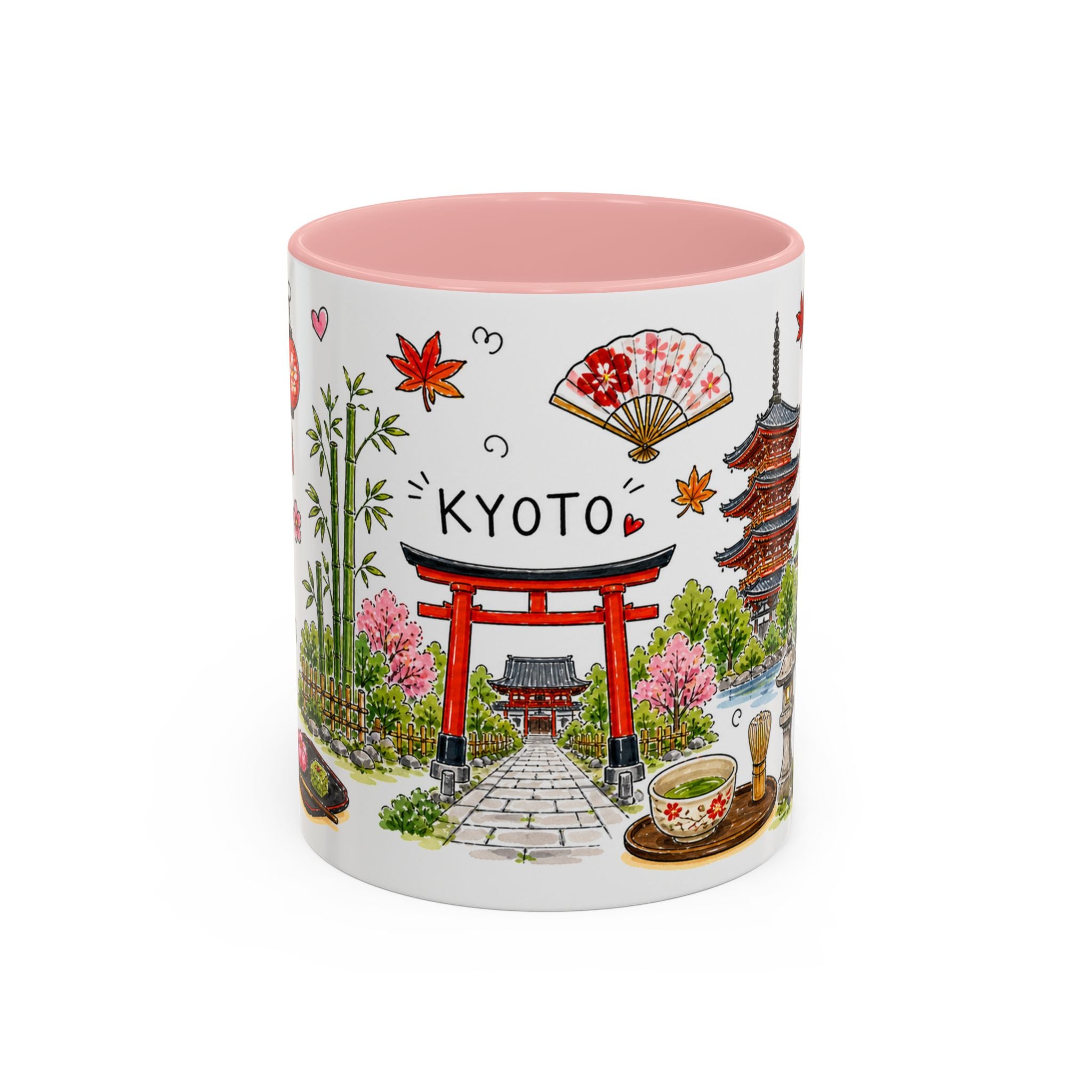 Kyoto Illustrated Travel Mug | City Souvenir Accent Coffee Mug | 11oz 15oz Ceramic Cup
