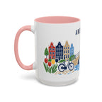 Amsterdam Coffee Mug | Netherlands Travel Souvenir | Porcelain Decal City Gift | 11oz 15oz Accent Mug