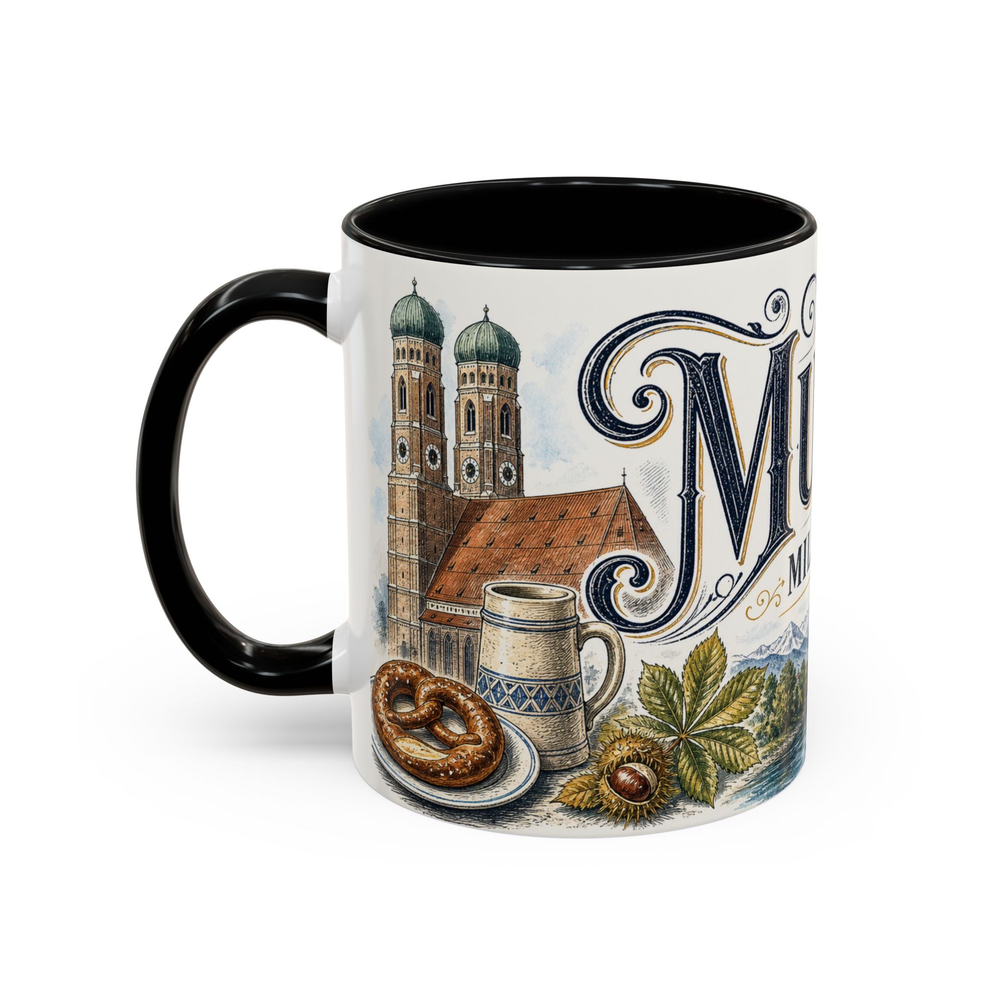 Munich Coffee Mug | Germany Travel Souvenir | Vintage Illustrated City Gift | 11 oz 15 oz Accent Mug