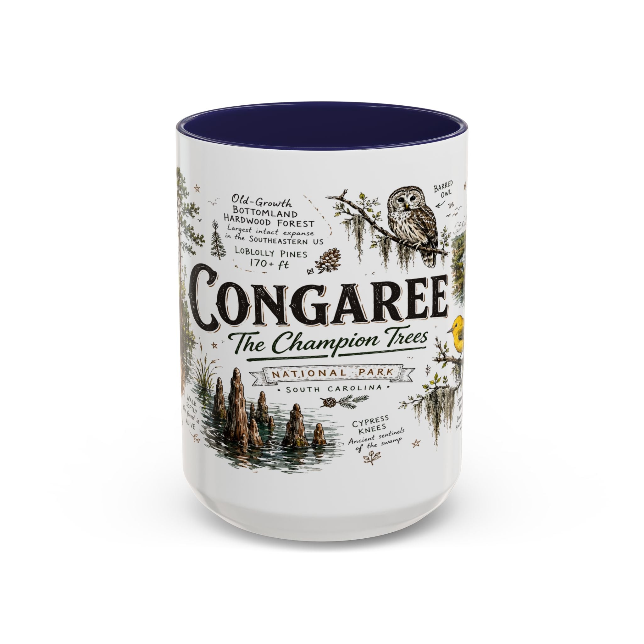 Congaree National Park Coffee Mug | South Carolina Forest Floodplain Gift | Accent Color Ceramic 11oz 15oz