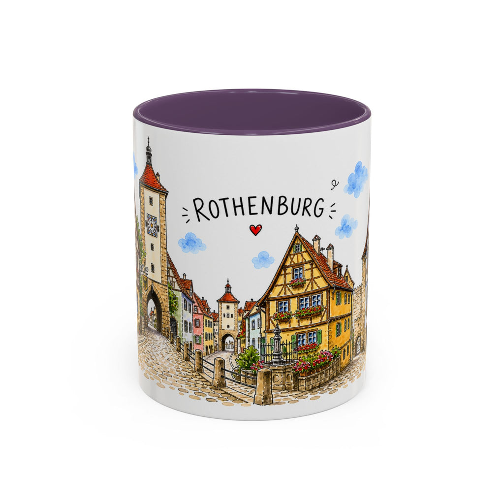 Rothenburg Illustrated Travel Mug | Germany Souvenir Accent Coffee Mug | 11oz 15oz Ceramic Cup