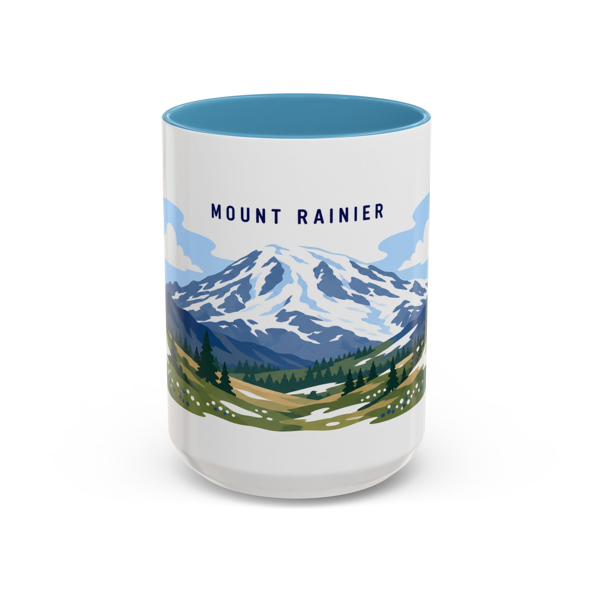 Mount Rainier National Park Coffee Mug | Solid Color Block Park Souvenir | 11oz 15oz Accent Mug
