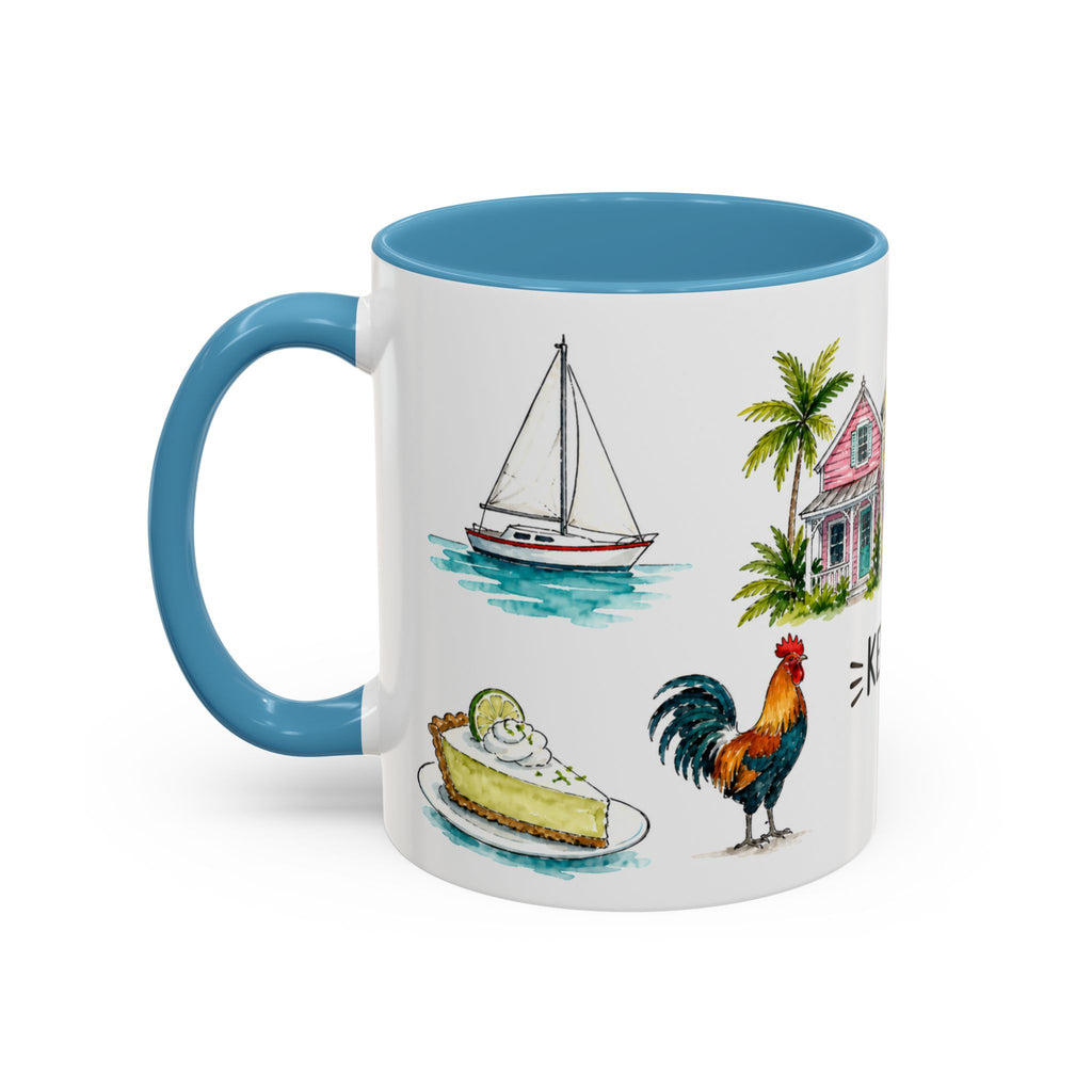 Key West Illustrated Travel Mug | City Souvenir Accent Coffee Mug | 11oz 15oz Ceramic Cup