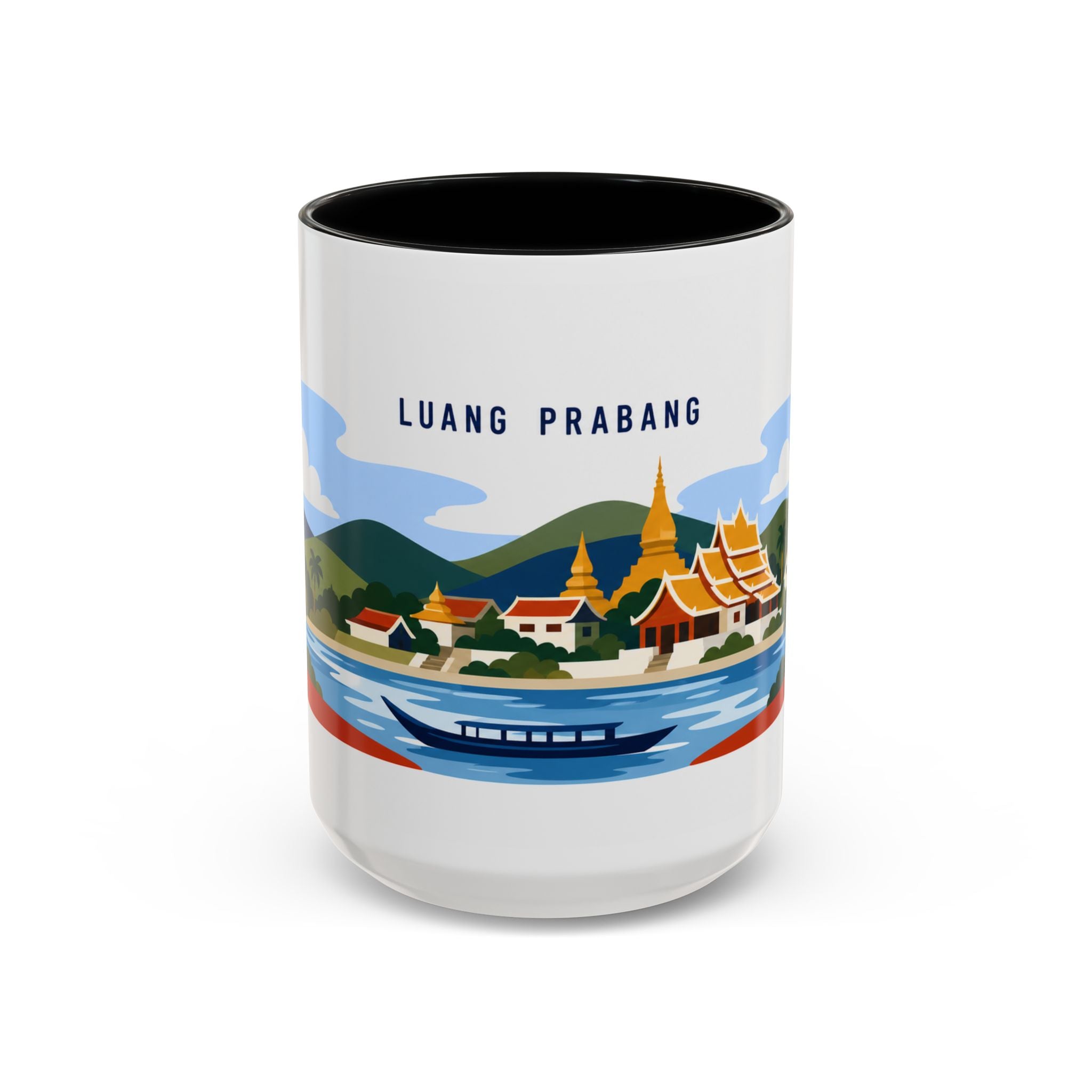 Luang Prabang Coffee Mug | Travel Destination Souvenir Gift | Accent Color Ceramic 11oz 15oz