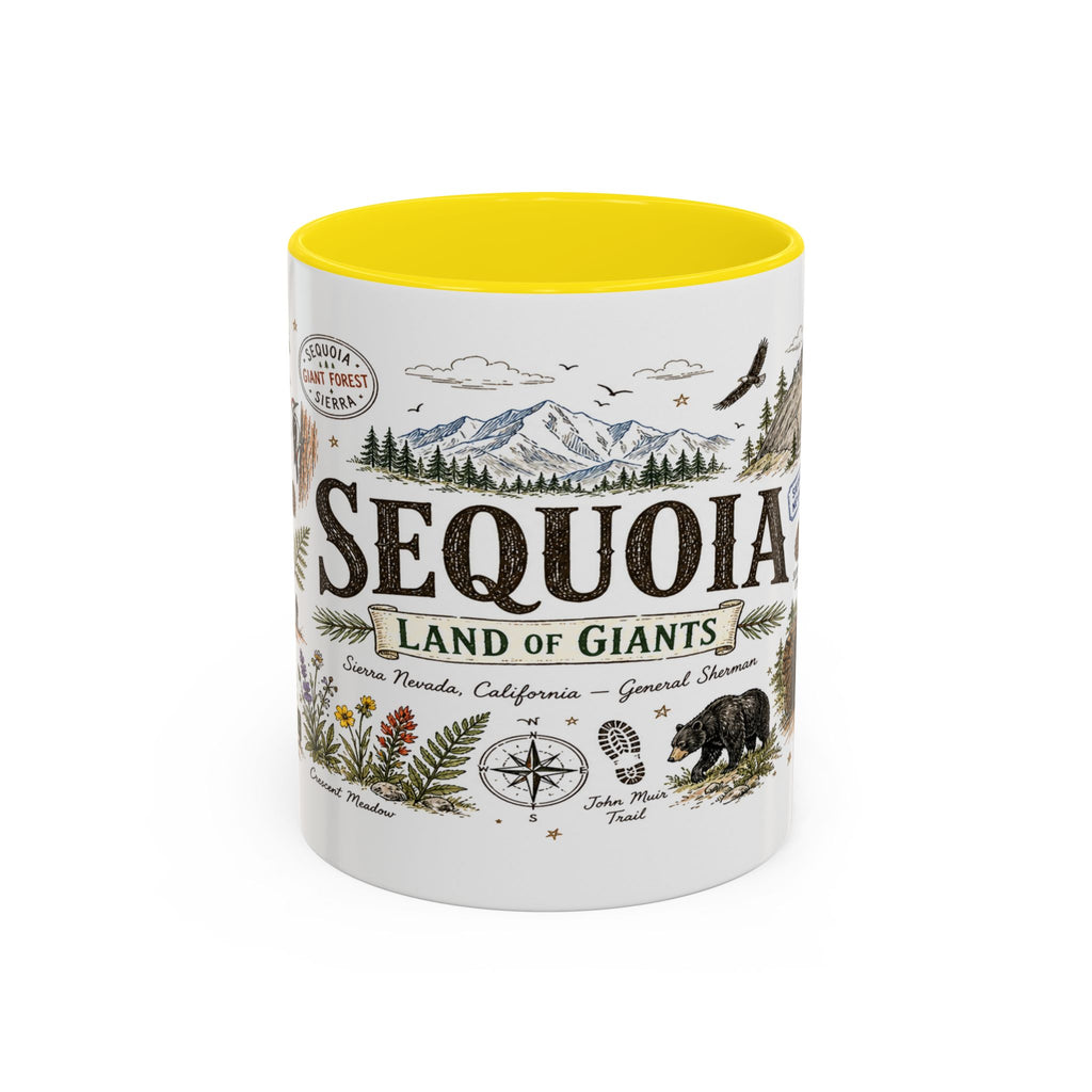 Sequoia Coffee Mug | National Park Hiking California Gift | Accent Color Ceramic 11oz 15oz