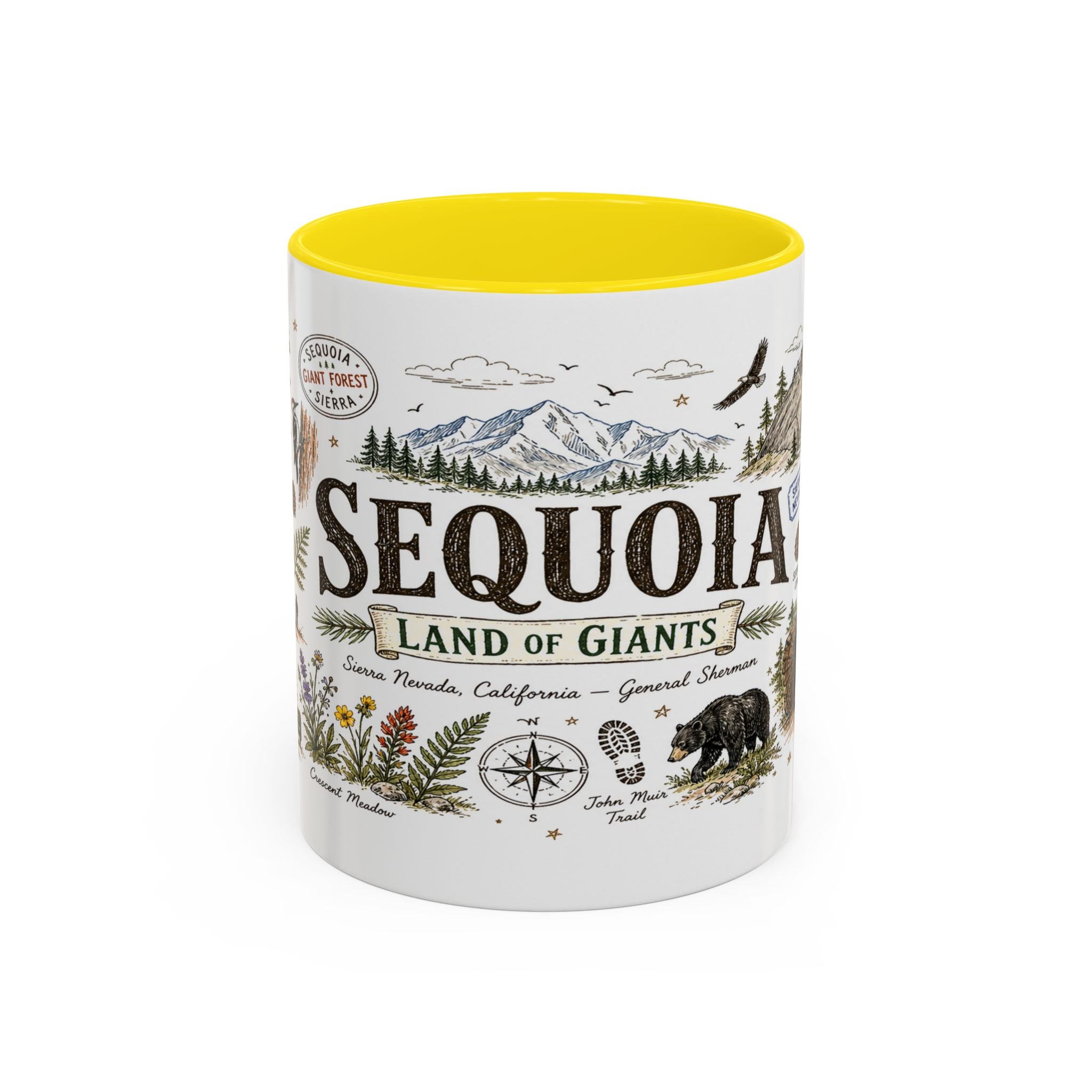 Sequoia Coffee Mug | National Park Hiking California Gift | Accent Color Ceramic 11oz 15oz