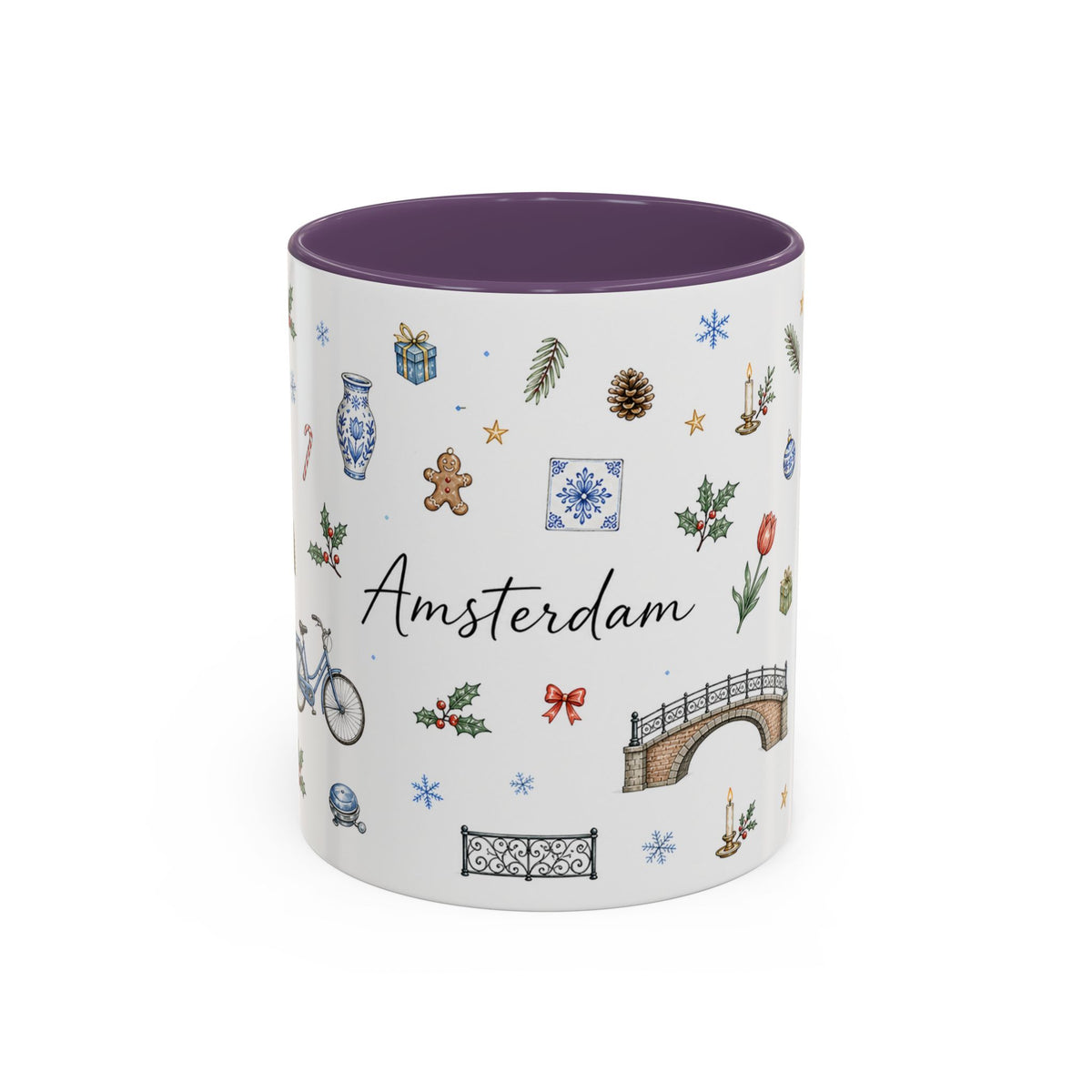 Amsterdam Christmas Watercolor Mug | Festive City Souvenir Coffee Cup