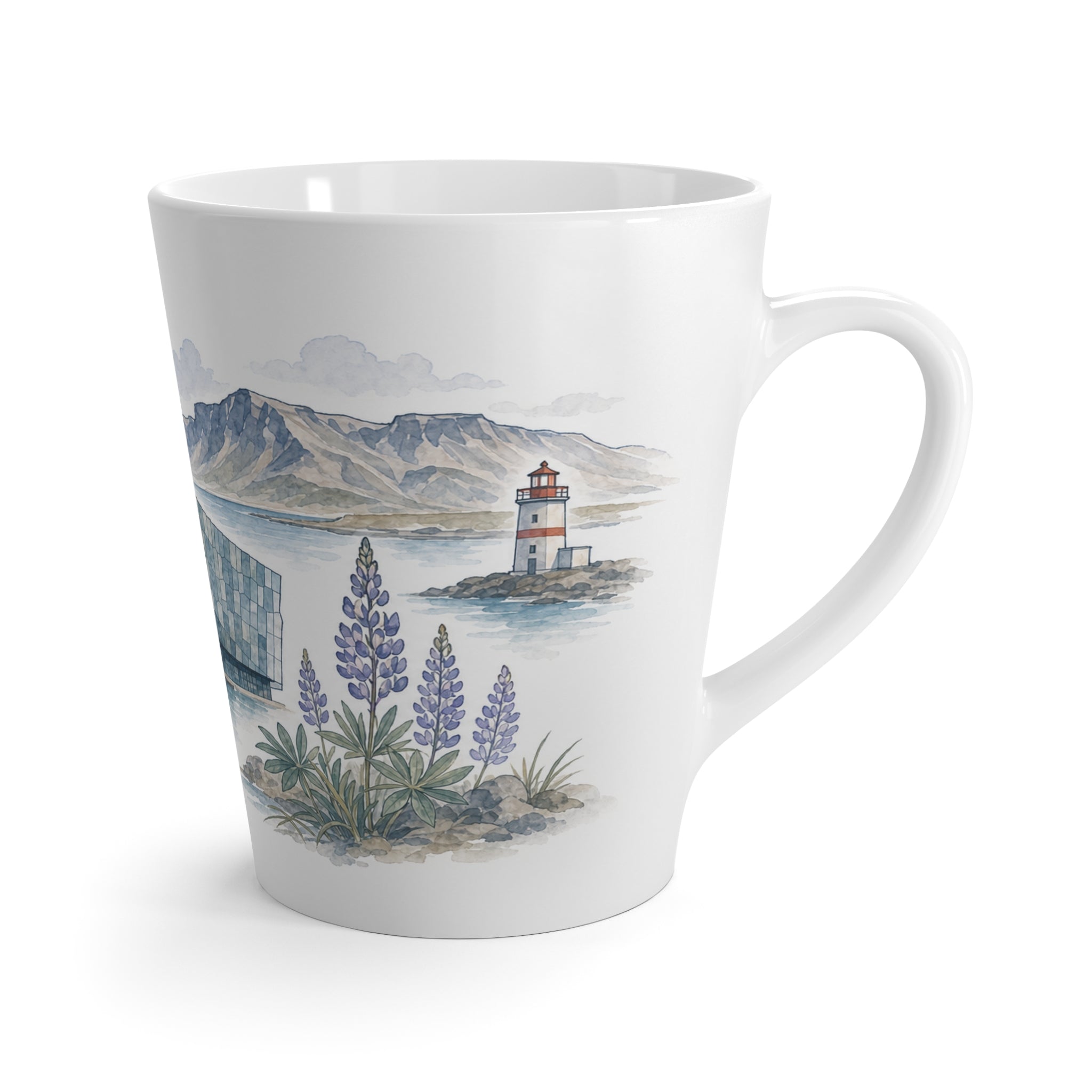 Reykjavik Latte Mug | Watercolor City Travel Mug | 12 oz Ceramic Souvenir Gift