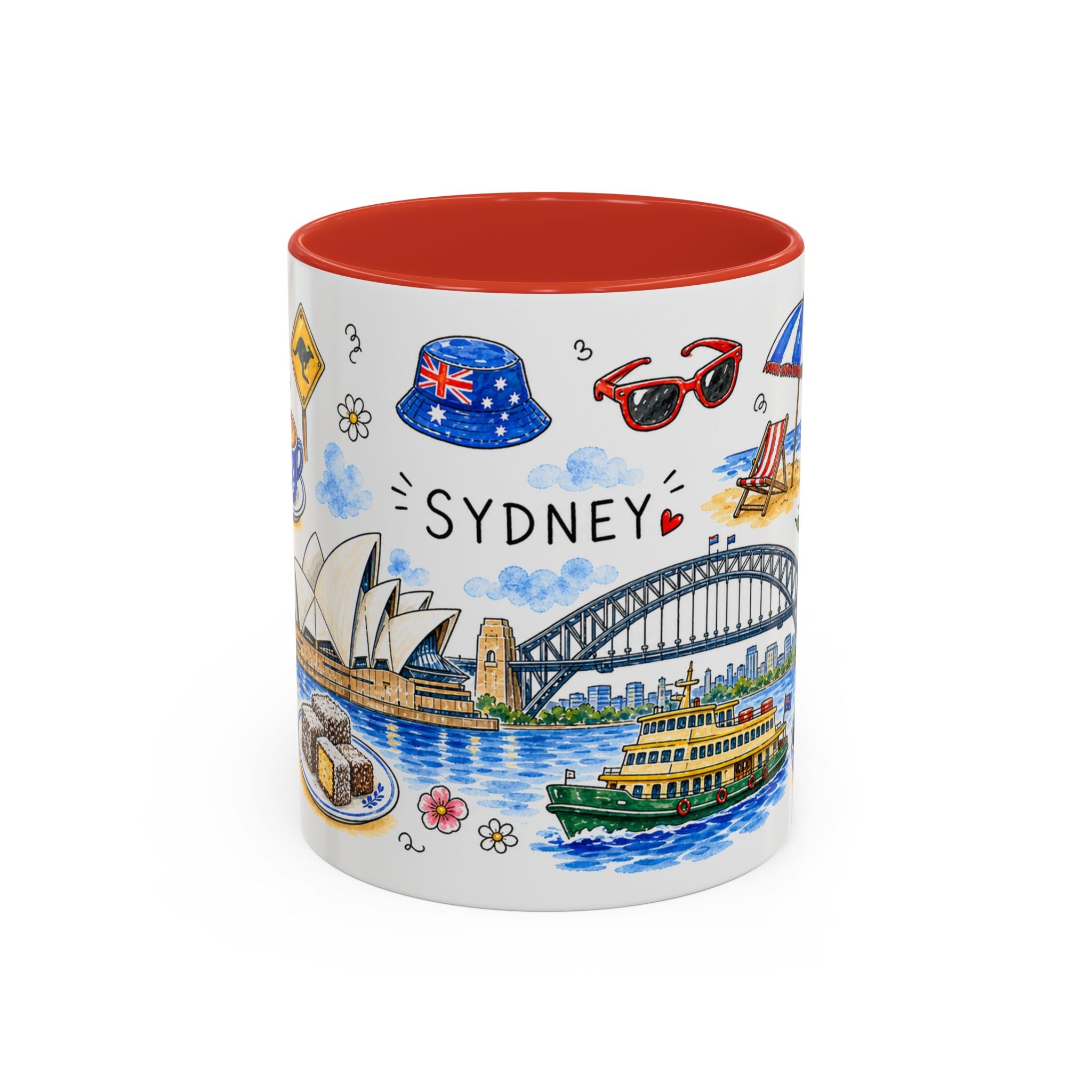 Sydney Illustrated Travel Mug | City Souvenir Accent Coffee Mug | 11oz 15oz Ceramic Cup