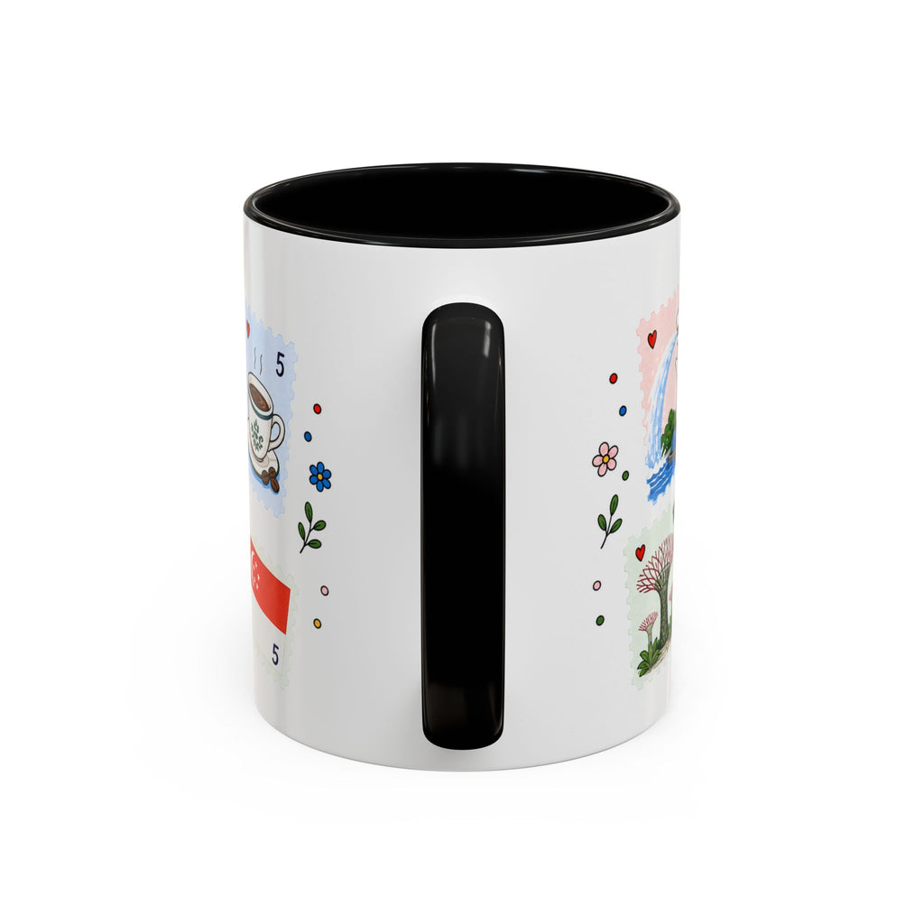 Singapore Coffee Mug | Postage Stamp Collage Mug | Travel Souvenir Accent Cup 11oz 15oz
