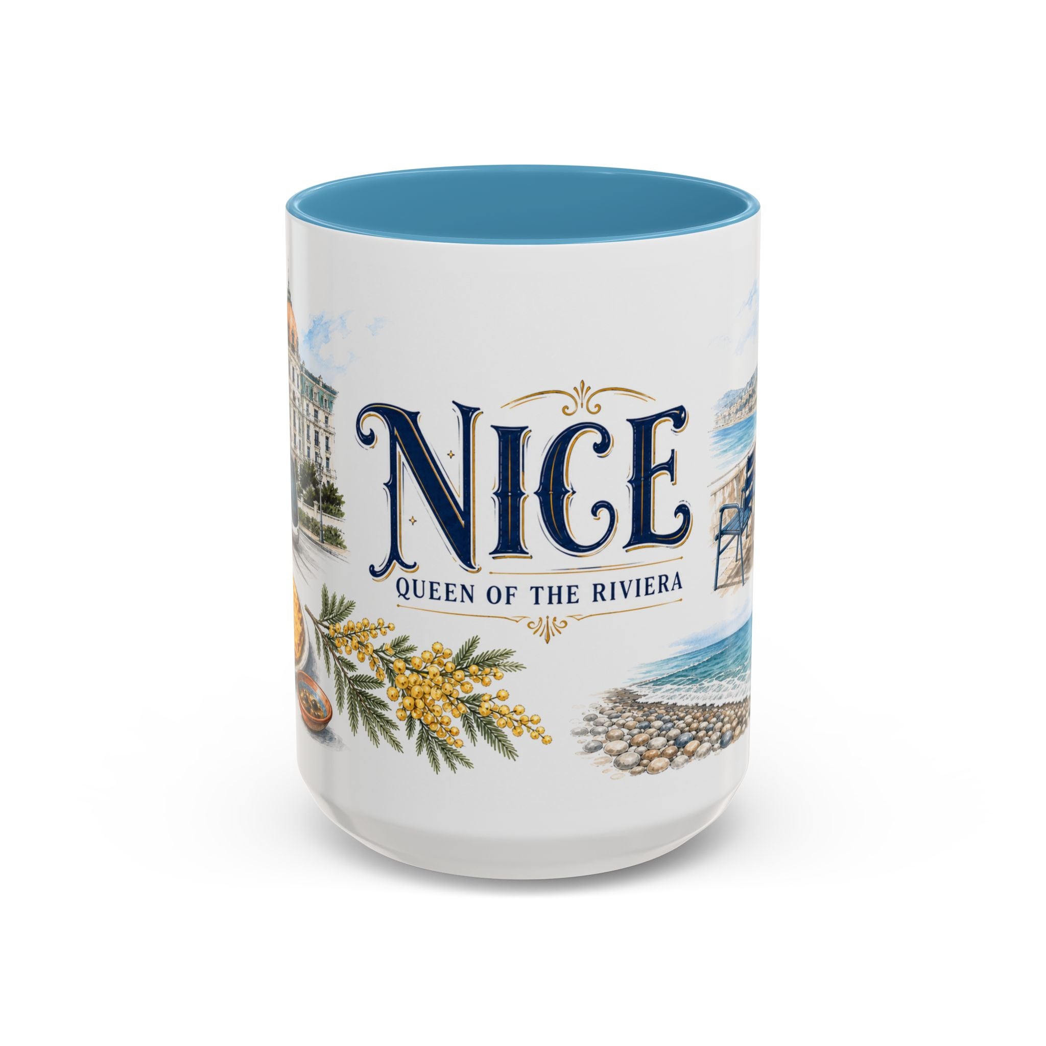Nice Coffee Mug | France Travel Souvenir | Vintage Illustrated City Gift | 11 oz 15 oz Accent Mug
