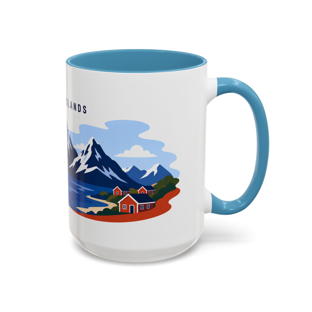Lofoten Islands Coffee Mug | Travel Destination Souvenir Gift | Accent Color Ceramic 11oz 15oz
