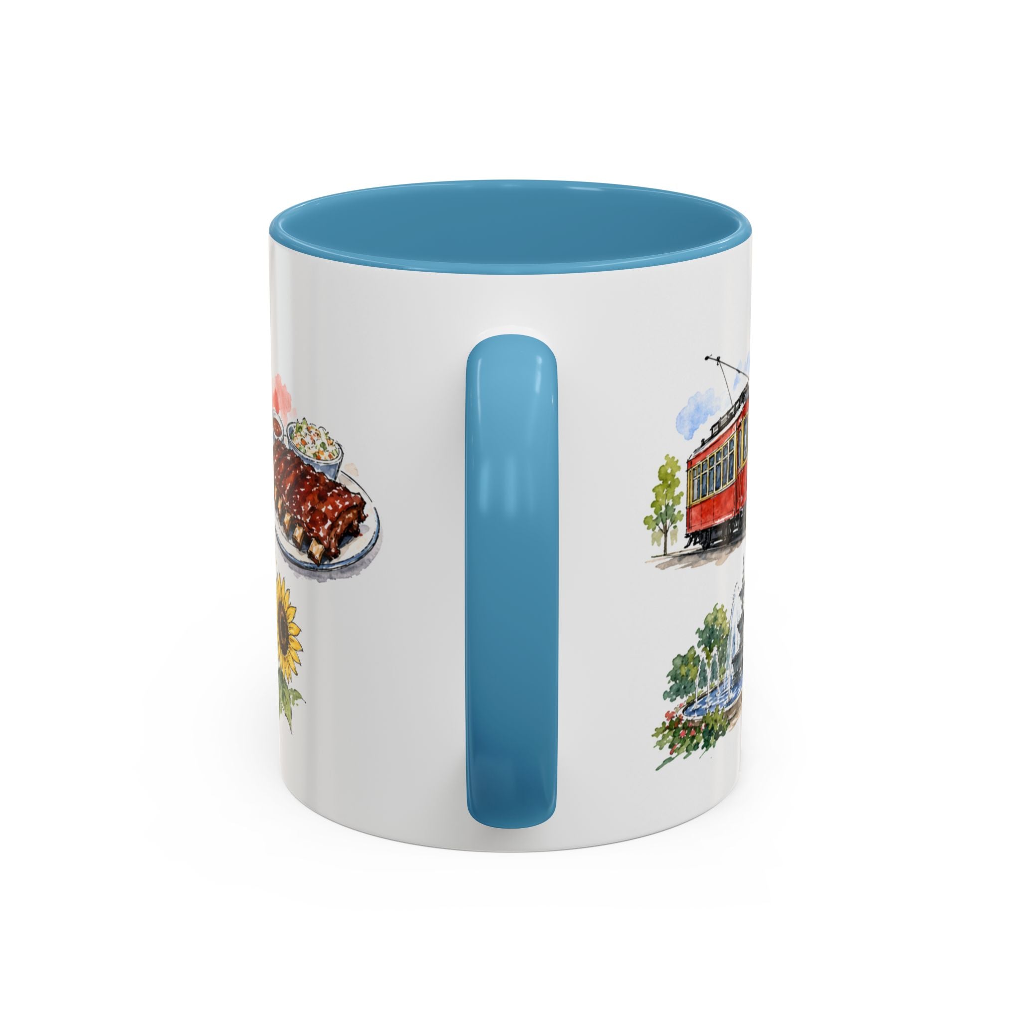 Kansas City Illustrated Travel Mug | City Souvenir Accent Coffee Mug | 11oz 15oz Ceramic Cup