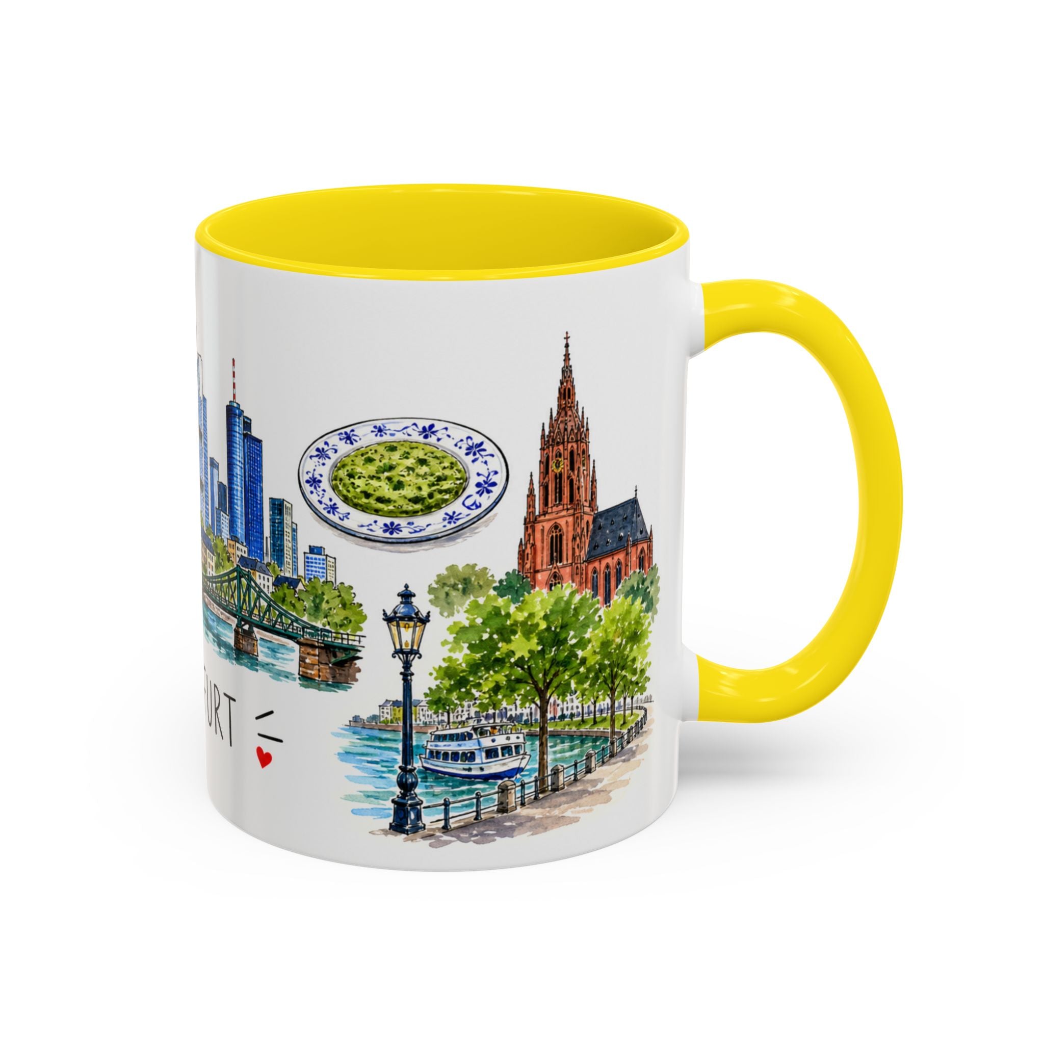 Frankfurt Illustrated Travel Mug | City Souvenir Accent Coffee Mug | 11oz 15oz Ceramic Cup