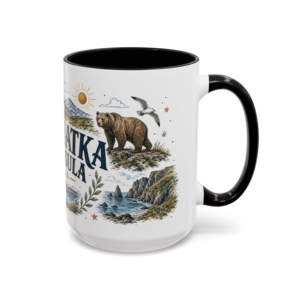 Kamchatka Peninsula Mug, Russia Travel Souvenir, Bucket List Gift, Accent Ceramic Coffee Mug 11oz 15oz