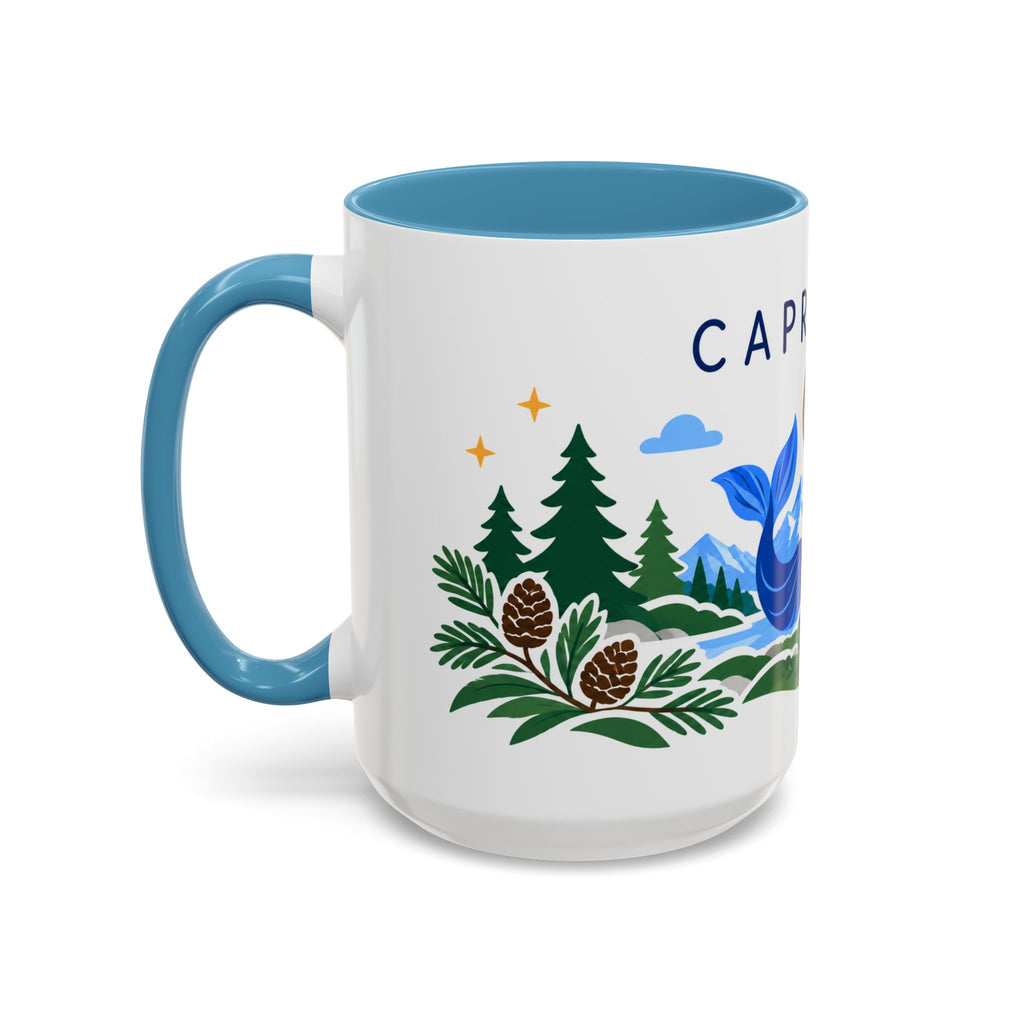 Capricorn Zodiac Coffee Mug | Sea Goat and Floral Design | Astrology Birthday Gift | 11 oz 15 oz Ceramic Accent Mug