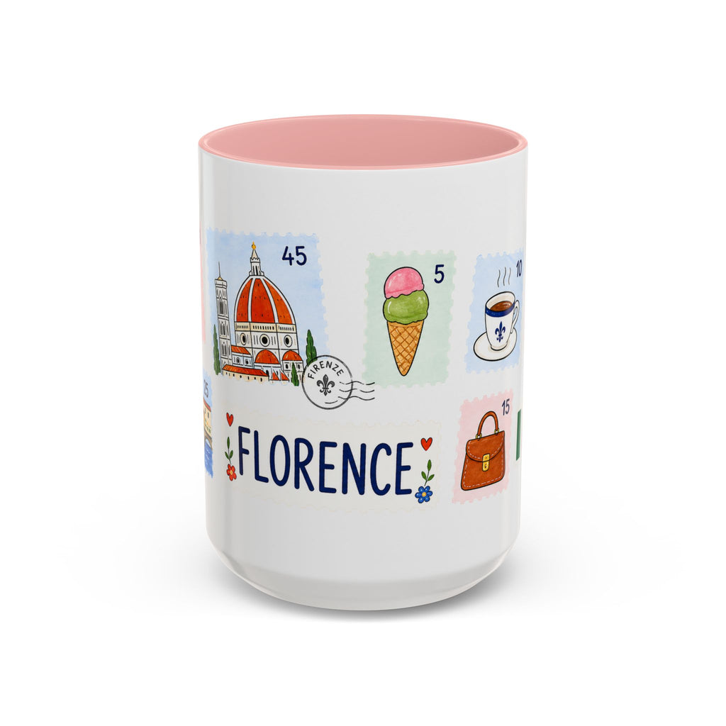 Florence Coffee Mug | Postage Stamp Collage Mug | Travel Souvenir Accent Cup 11oz 15oz