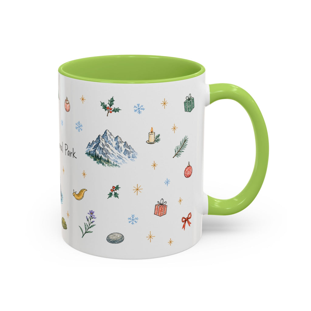 Olympic National Park Christmas Mug | Watercolor Travel Souvenir | Holiday Gift | Accent Ceramic Coffee Cup 11oz 15oz