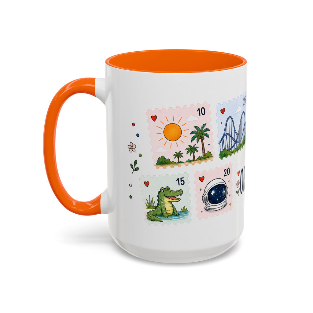Orlando Coffee Mug | Postage Stamp Collage Mug | Travel Souvenir Accent Cup 11oz 15oz