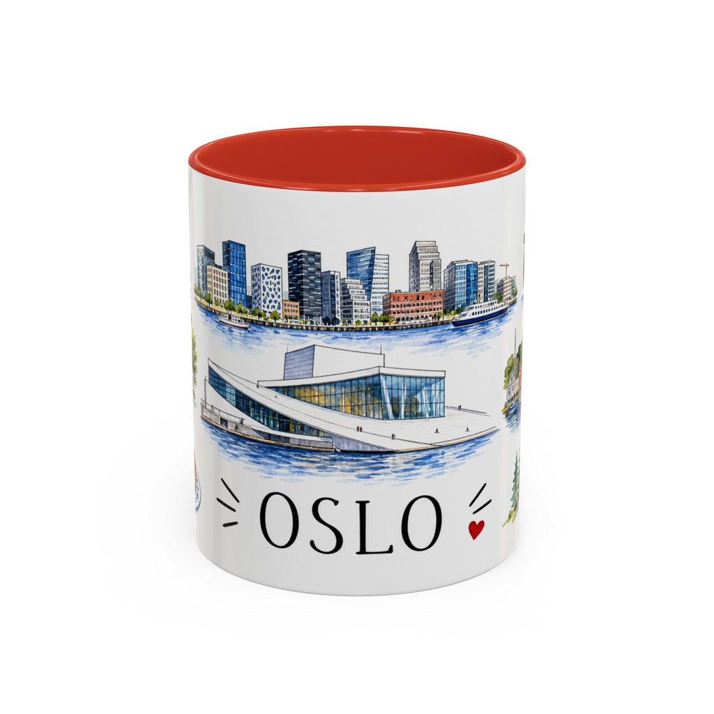 Oslo Illustrated Travel Mug | City Souvenir Accent Coffee Mug | 11oz 15oz Ceramic Cup