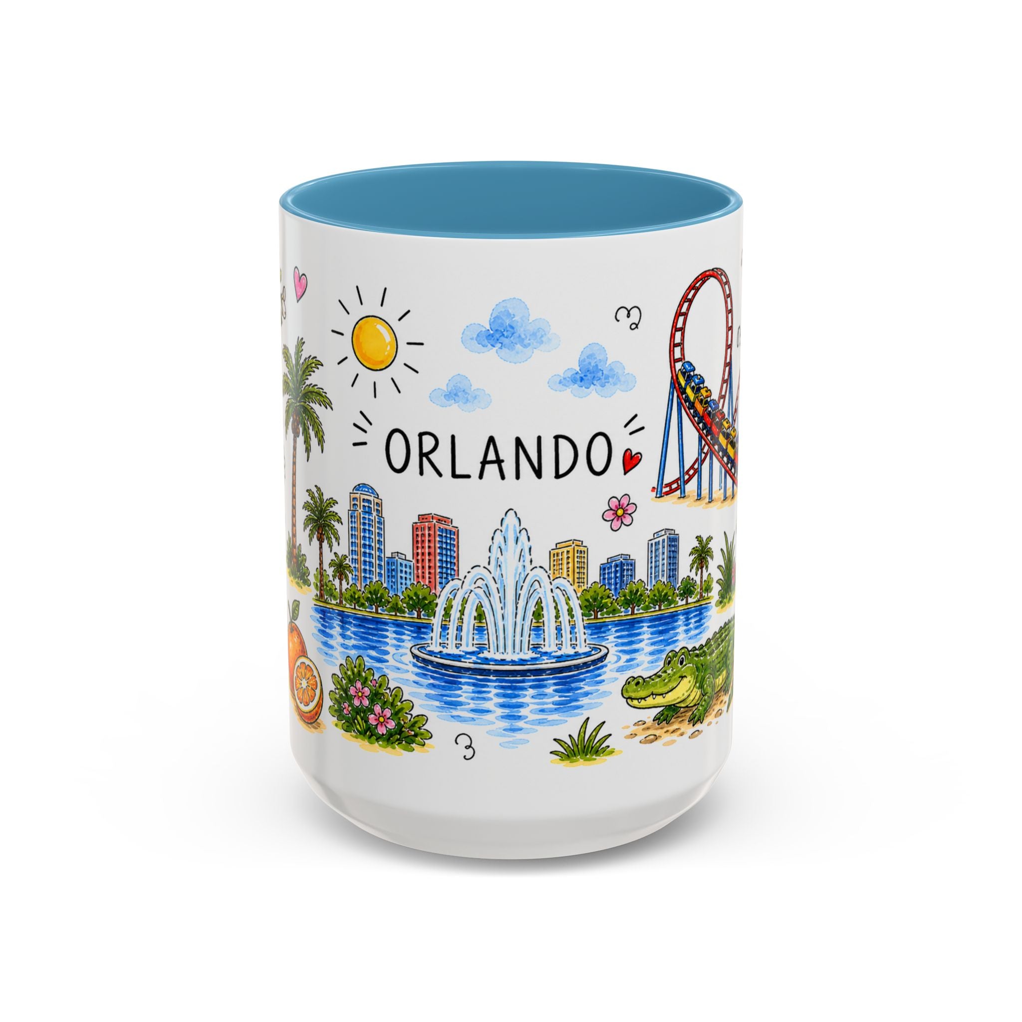 Orlando Illustrated Travel Mug | City Souvenir Accent Coffee Mug | 11oz 15oz Ceramic Cup
