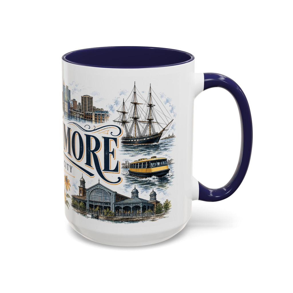 Baltimore Coffee Mug | United States Travel Souvenir | Vintage Illustrated City Gift | 11 oz 15 oz Accent Mug