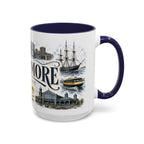 Baltimore Coffee Mug | United States Travel Souvenir | Vintage Illustrated City Gift | 11 oz 15 oz Accent Mug