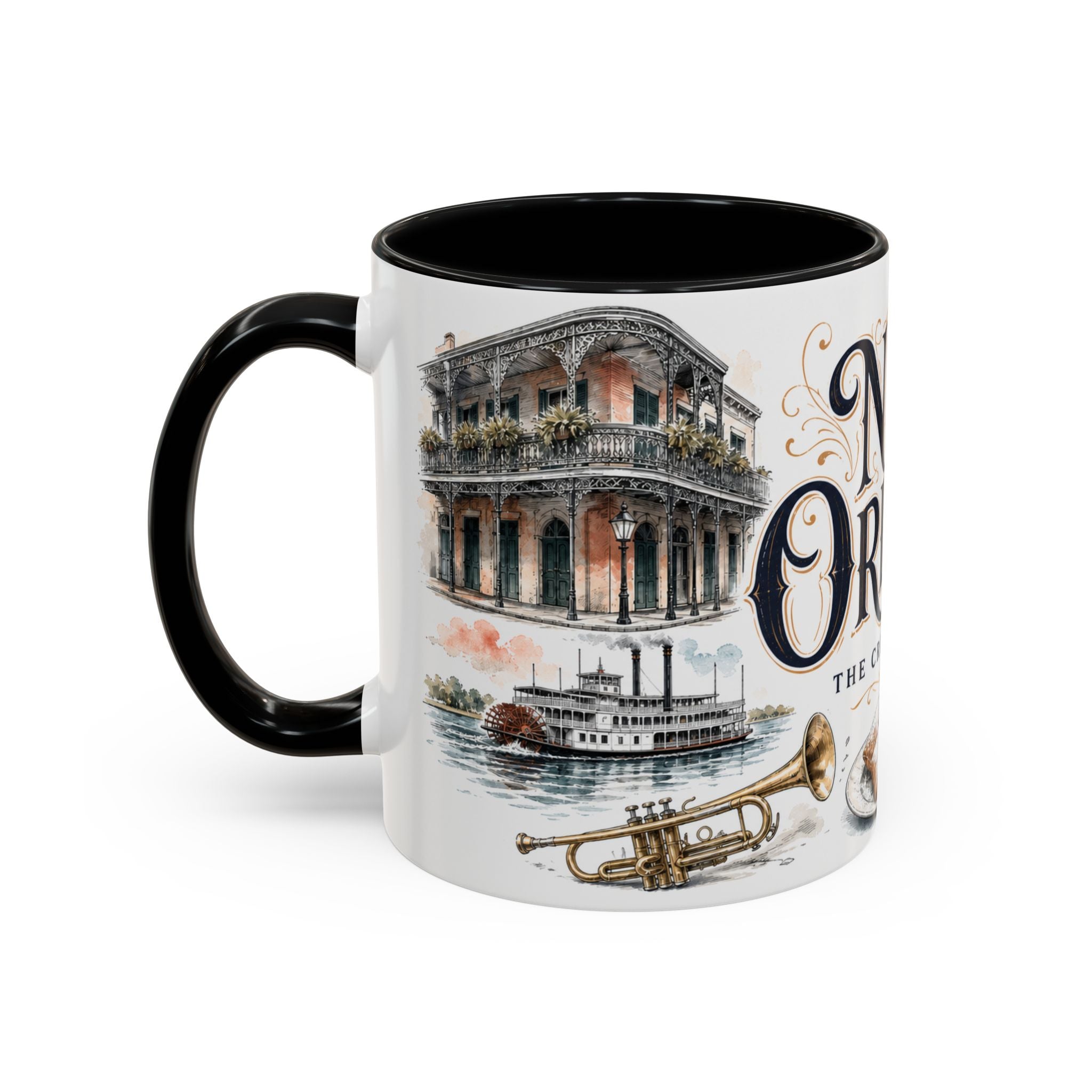 New Orleans Coffee Mug | United States Travel Souvenir | Vintage Illustrated City Gift | 11 oz 15 oz Accent Mug