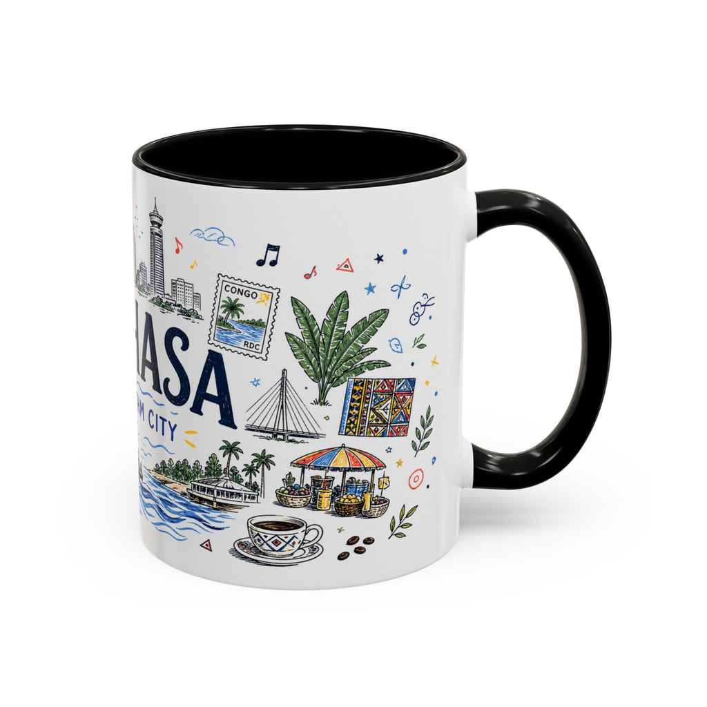 Kinshasa Coffee Mug | DR Congo Souvenir Travel Gift | Accent Color Ceramic 11oz 15oz