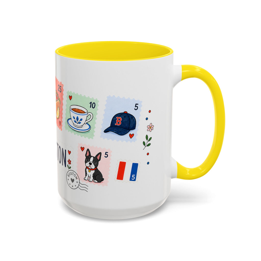 Boston Coffee Mug | Postage Stamp Collage Mug | Travel Souvenir Accent Cup 11oz 15oz