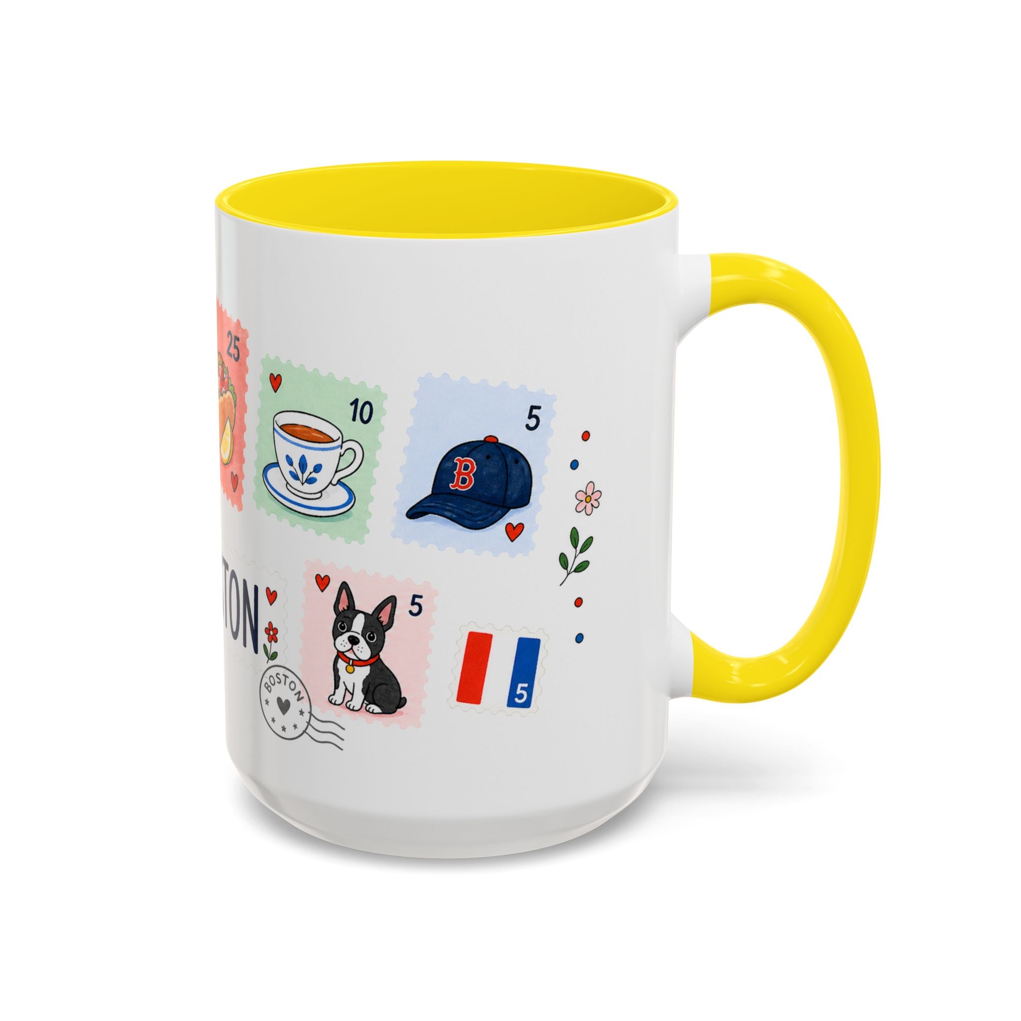 Boston Coffee Mug | Postage Stamp Collage Mug | Travel Souvenir Accent Cup 11oz 15oz