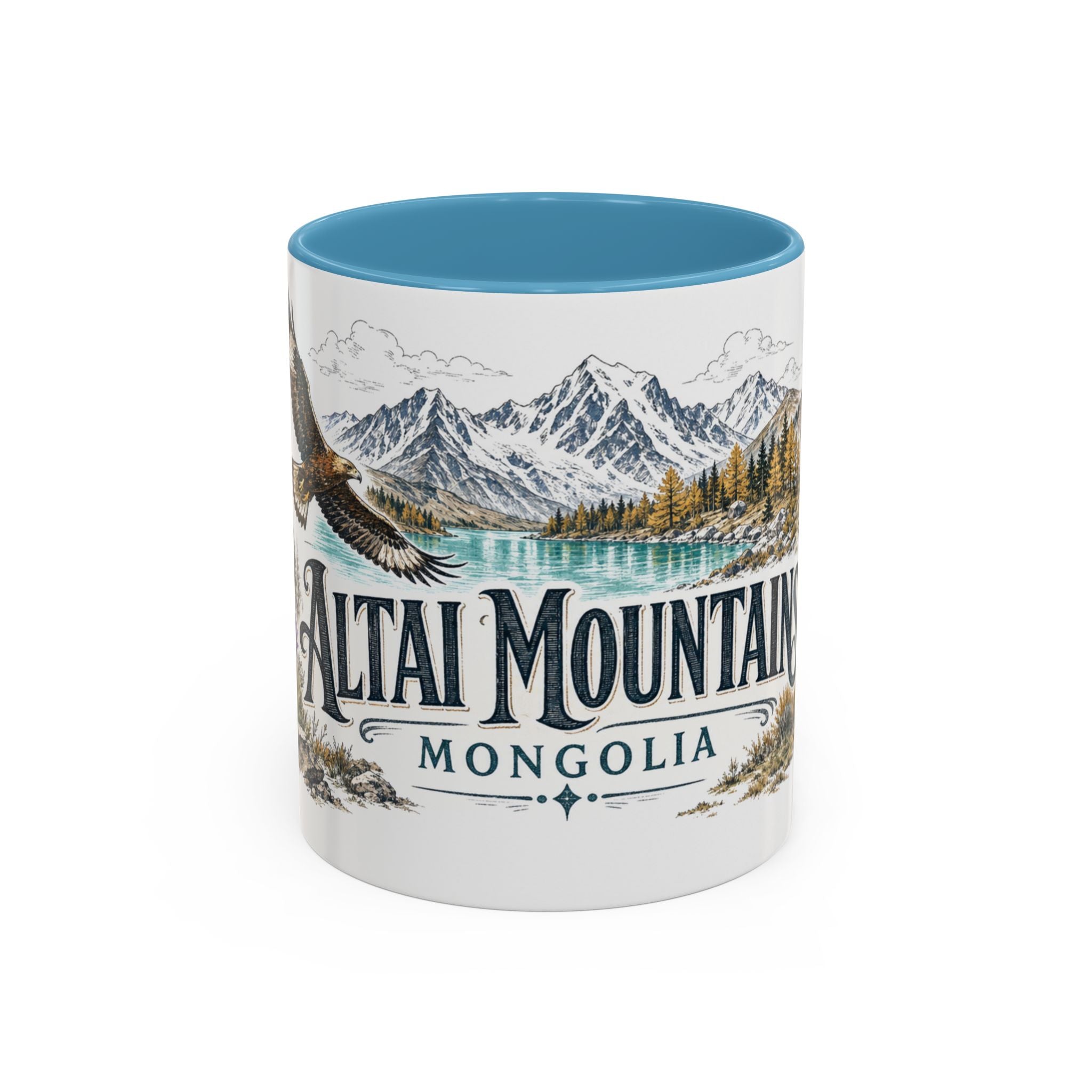 Altai Mountains Mug, Mongolia Travel Souvenir, Bucket List Gift, Accent Ceramic Coffee Mug 11oz 15oz