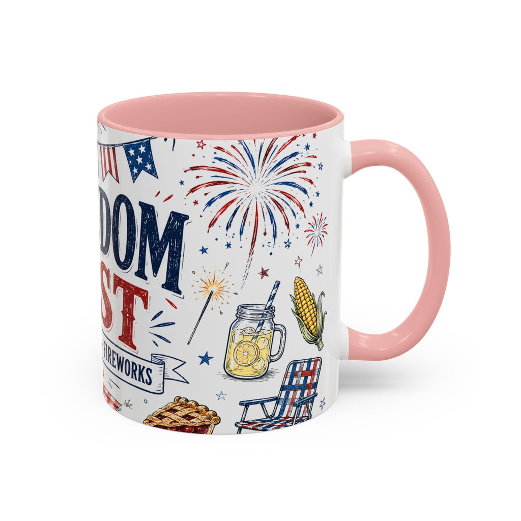 Freedom Fest Coffee Mug | Grill Chill Fireworks 4th of July | Accent Color Ceramic 11oz 15oz