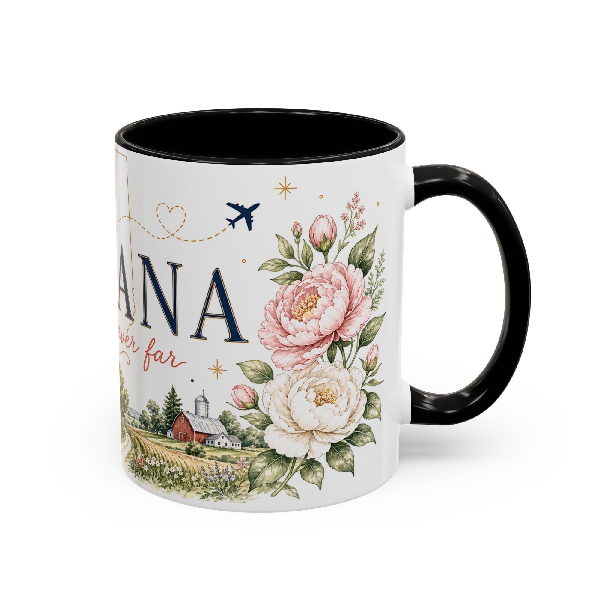 Indiana State Mug | Moving Away, Long Distance Friendship Gift | Botanical Map Accent Cup