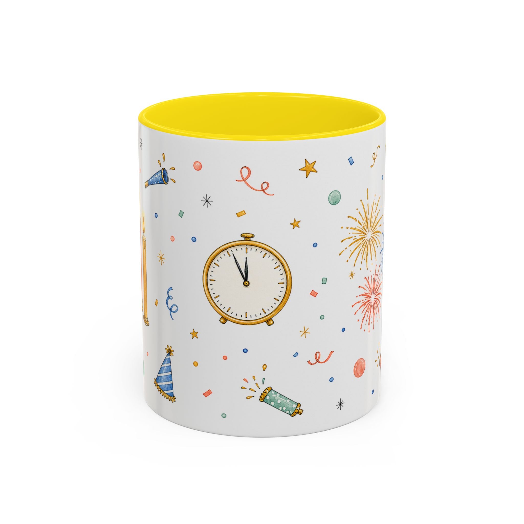 New Year Midnight Mug | Candle Firework Watercolor Party Gift | Accent Cup 11oz 15oz