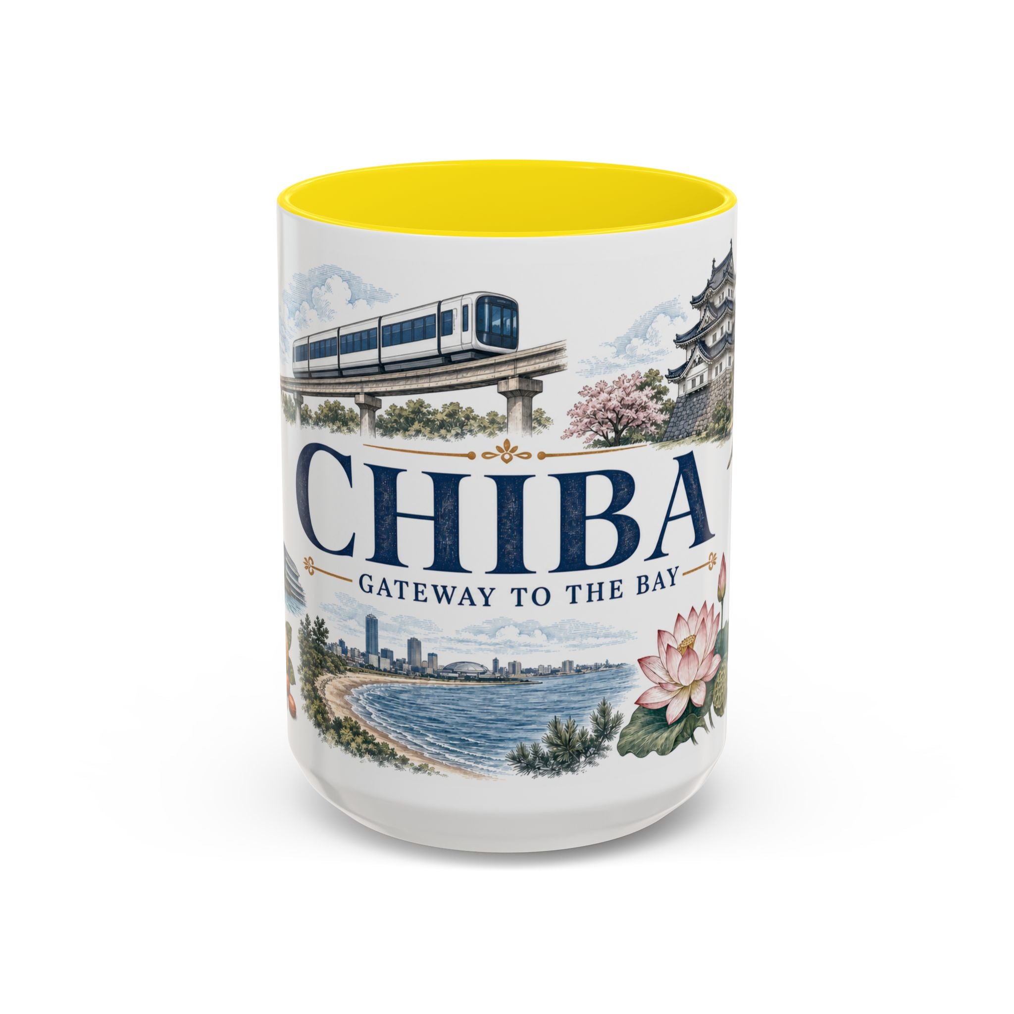 Chiba Coffee Mug | Japan Travel Souvenir | Vintage Illustrated City Gift | 11 oz 15 oz Accent Mug