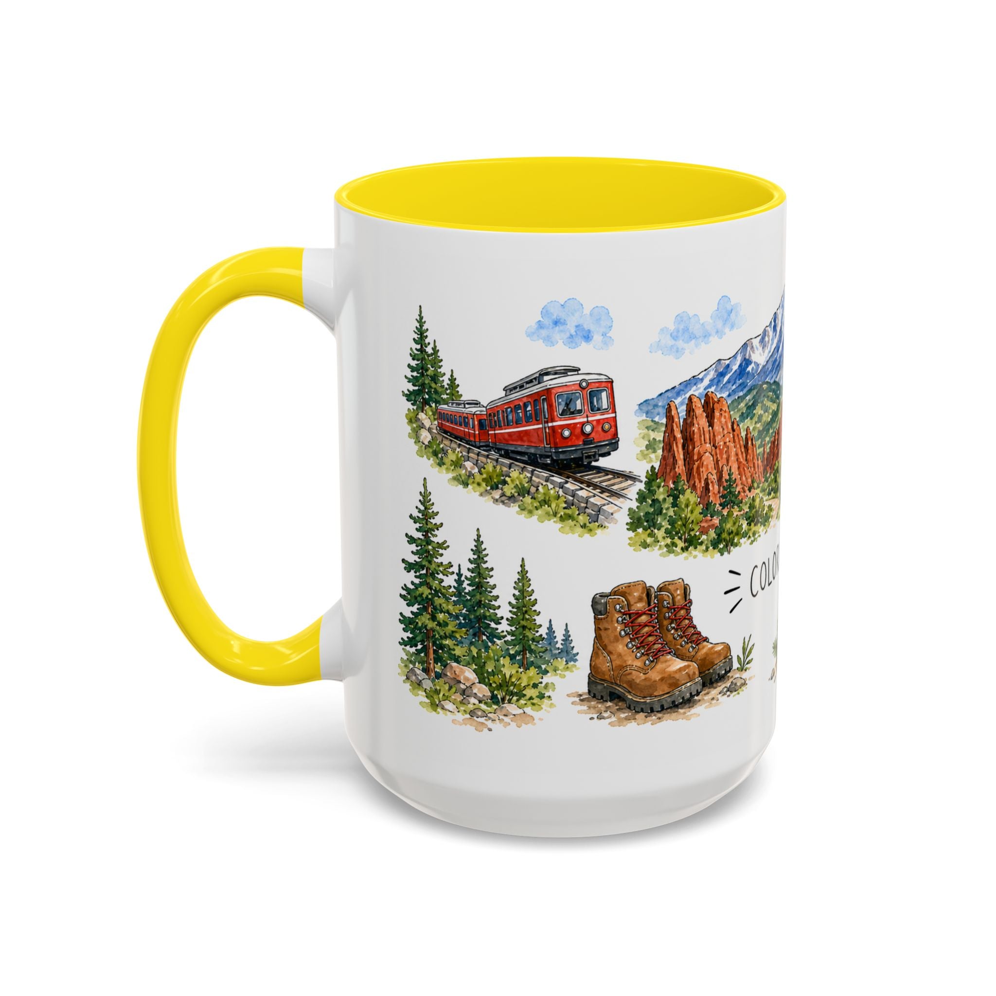 Colorado Springs Illustrated Travel Mug | City Souvenir Accent Coffee Mug | 11oz 15oz Ceramic Cup