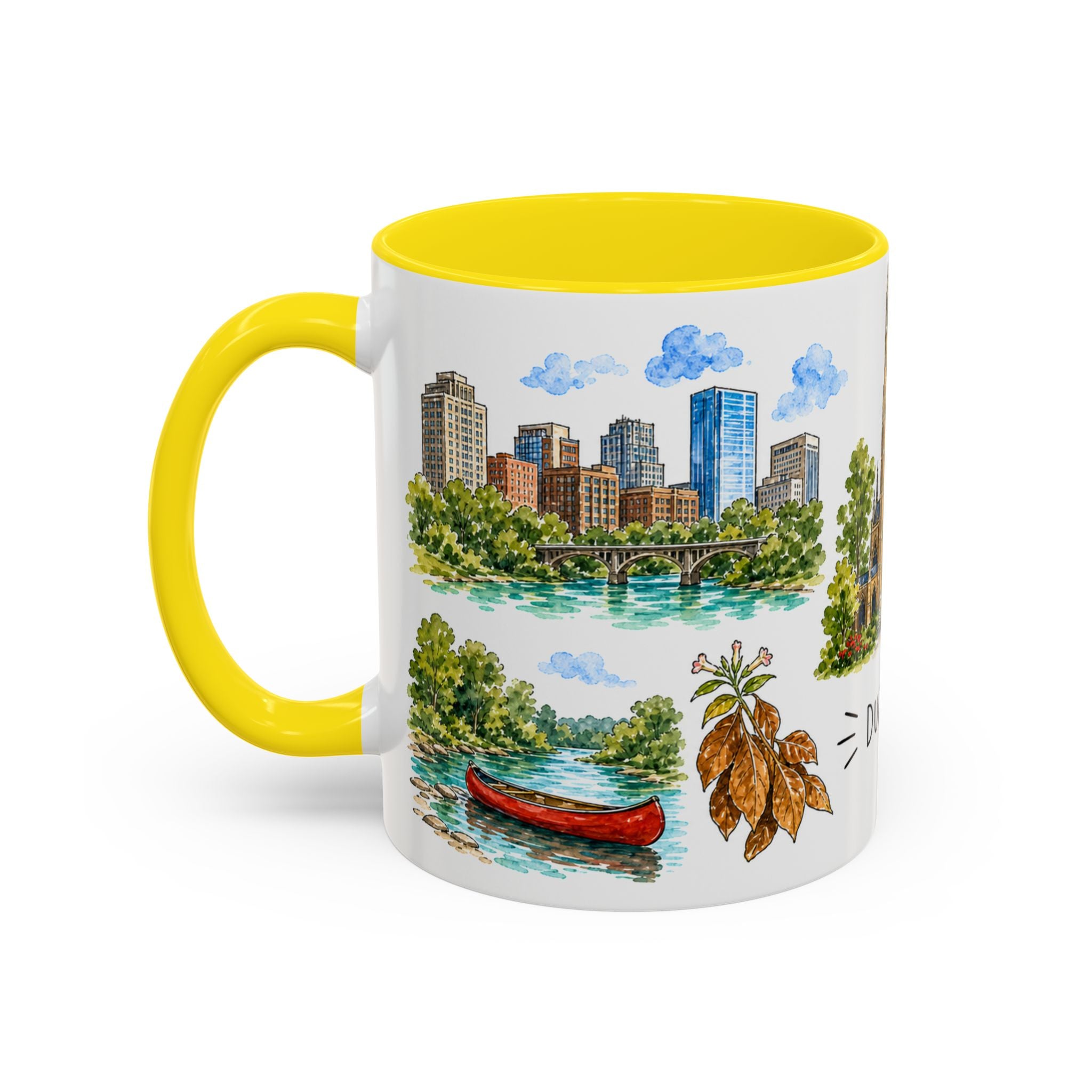 Durham Illustrated Travel Mug | City Souvenir Accent Coffee Mug | 11oz 15oz Ceramic Cup