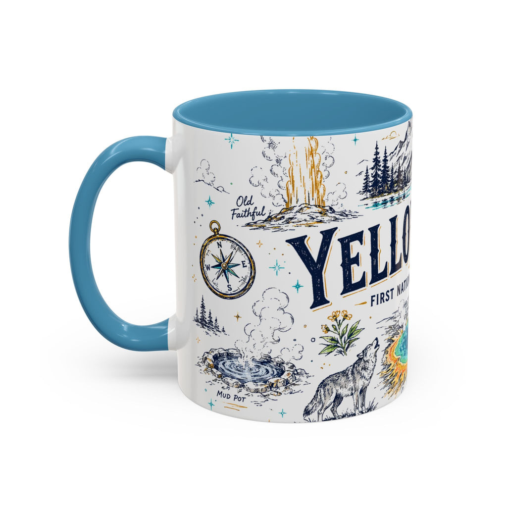 Yellowstone National Park Coffee Mug | Hiking Camping Nature Gift | Accent Color Ceramic 11oz 15oz